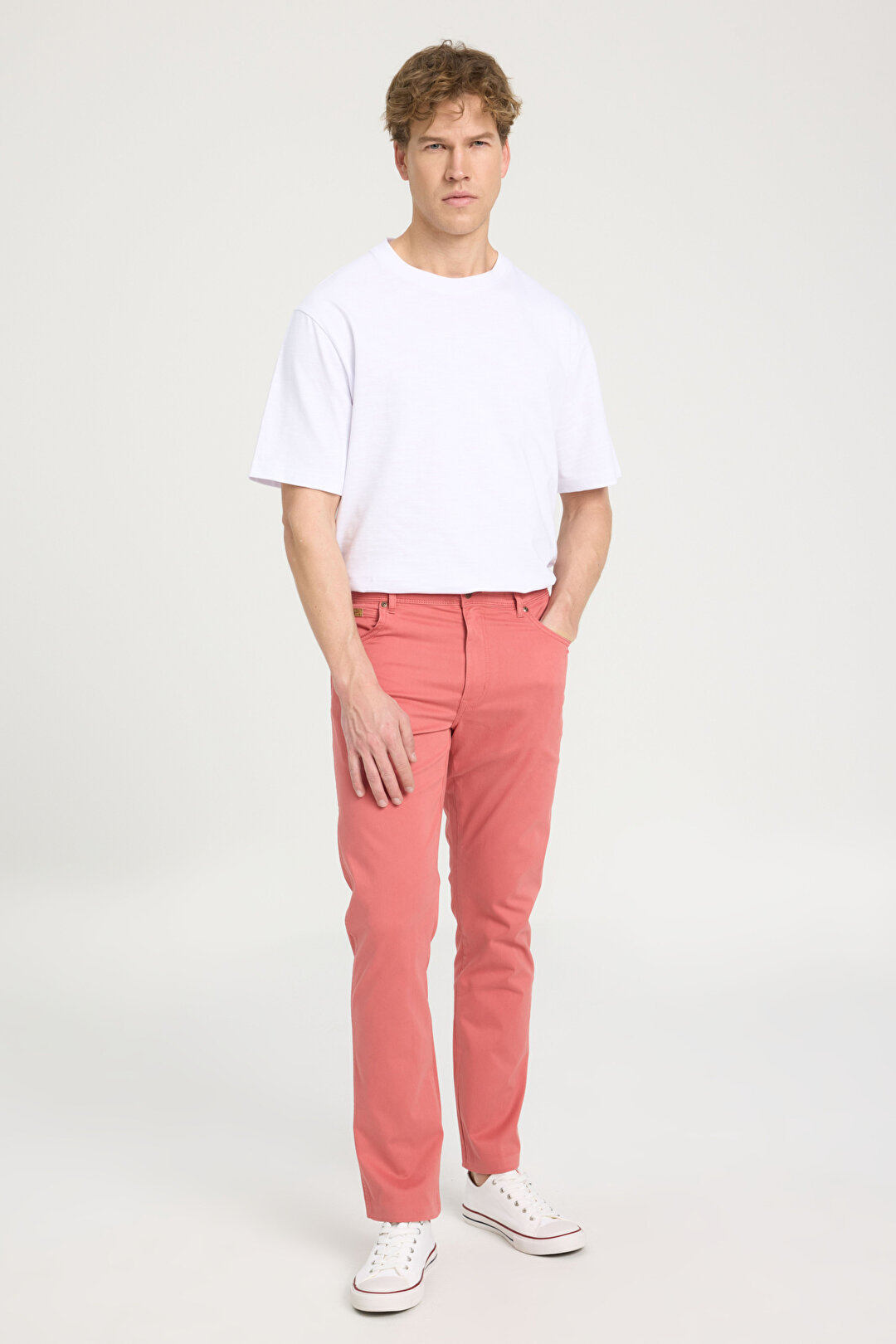 パンツ moodybaron 7p Red Stitch Denim COLOR iN ID(カラーインアイディー) - レッドステッチデニム / red