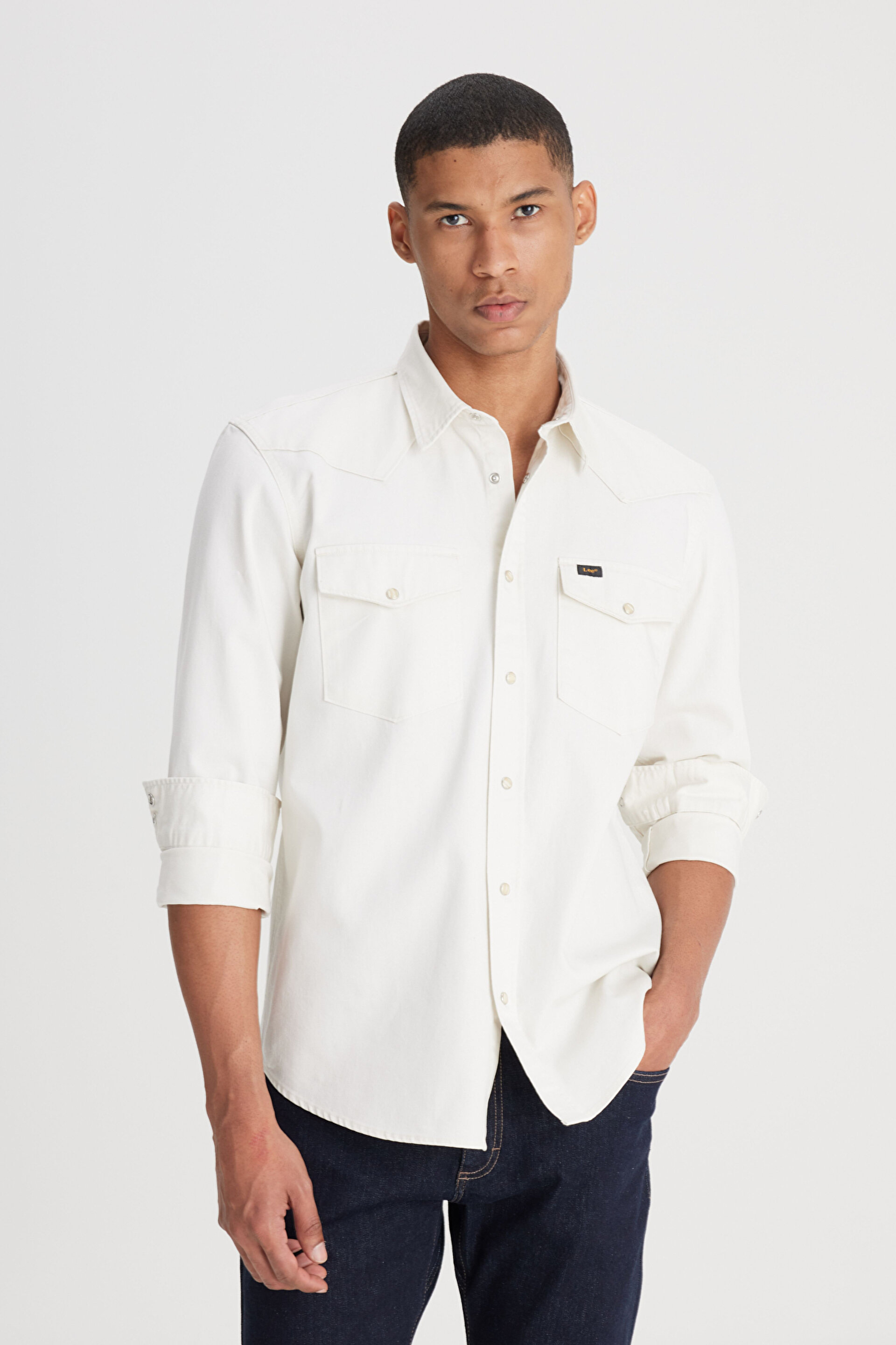 Loose Fit Rahat Kesim %100 Pamuk Bej Gömlek L241514614 | Lee