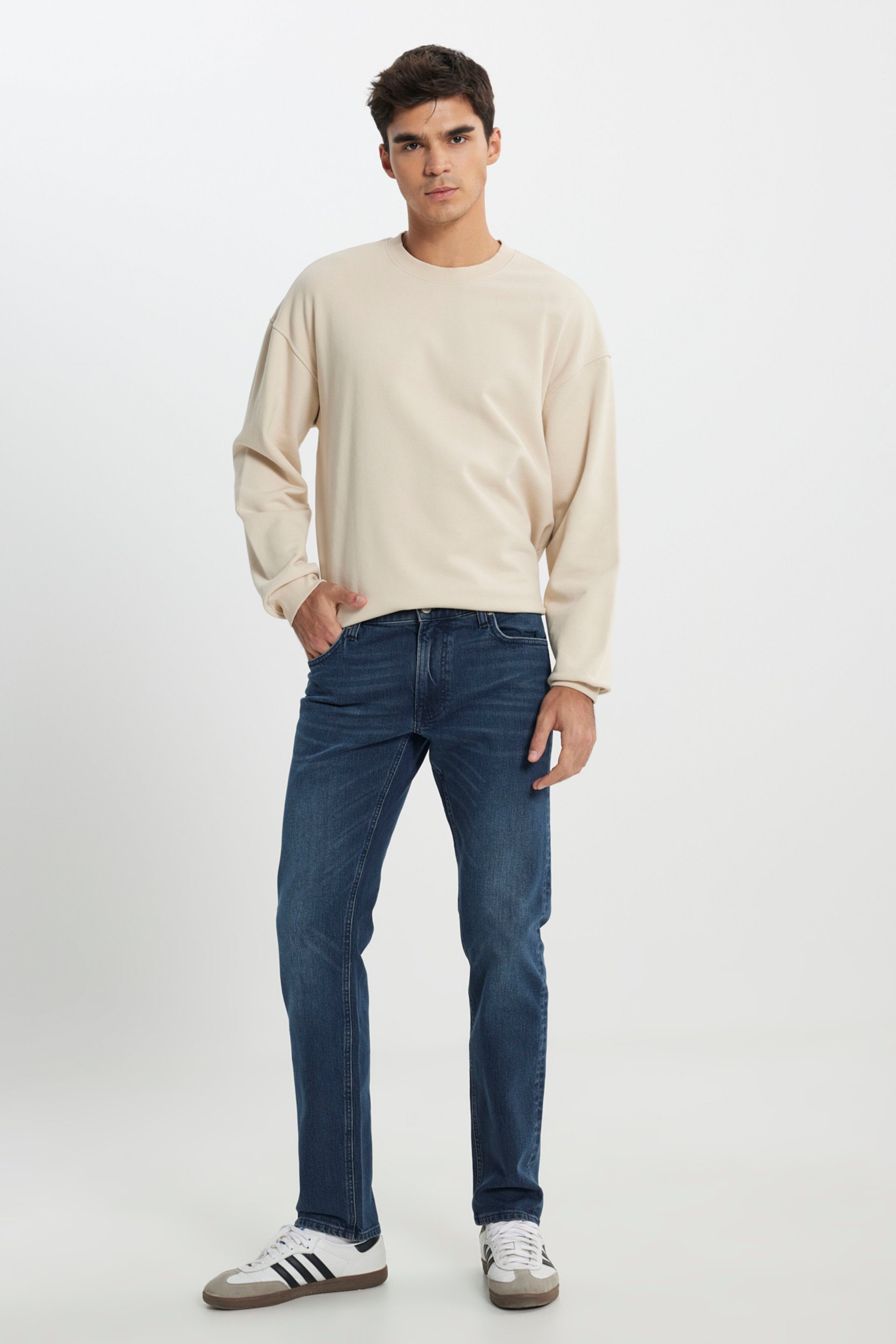 Regular Fit Normal Kesim Normal Bel Düz Paça Daren Mavi Esnek Jean