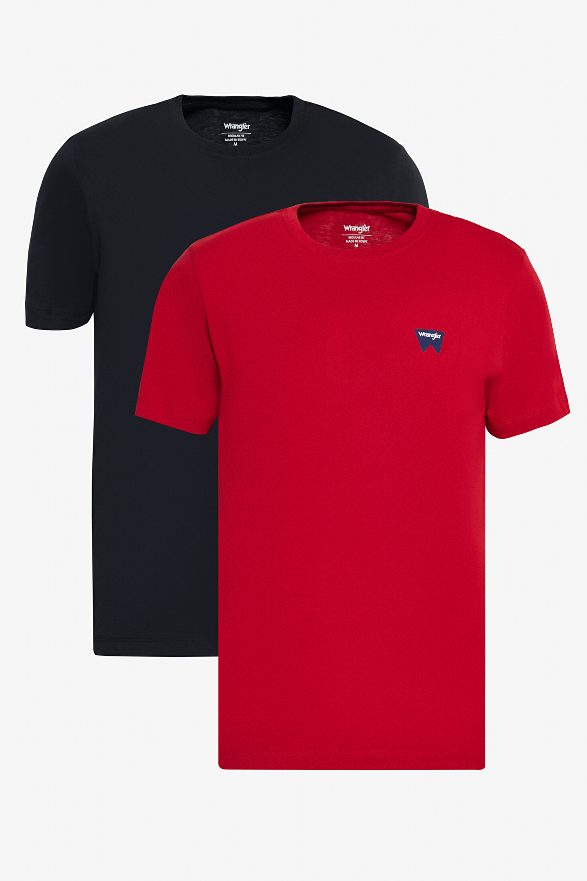 %100 Pamuk Regular Fit Normal Kesim Siyah Kırmızı 2'li Paket Tişört - Black-Scarlet Red-BN2W70MD3BR