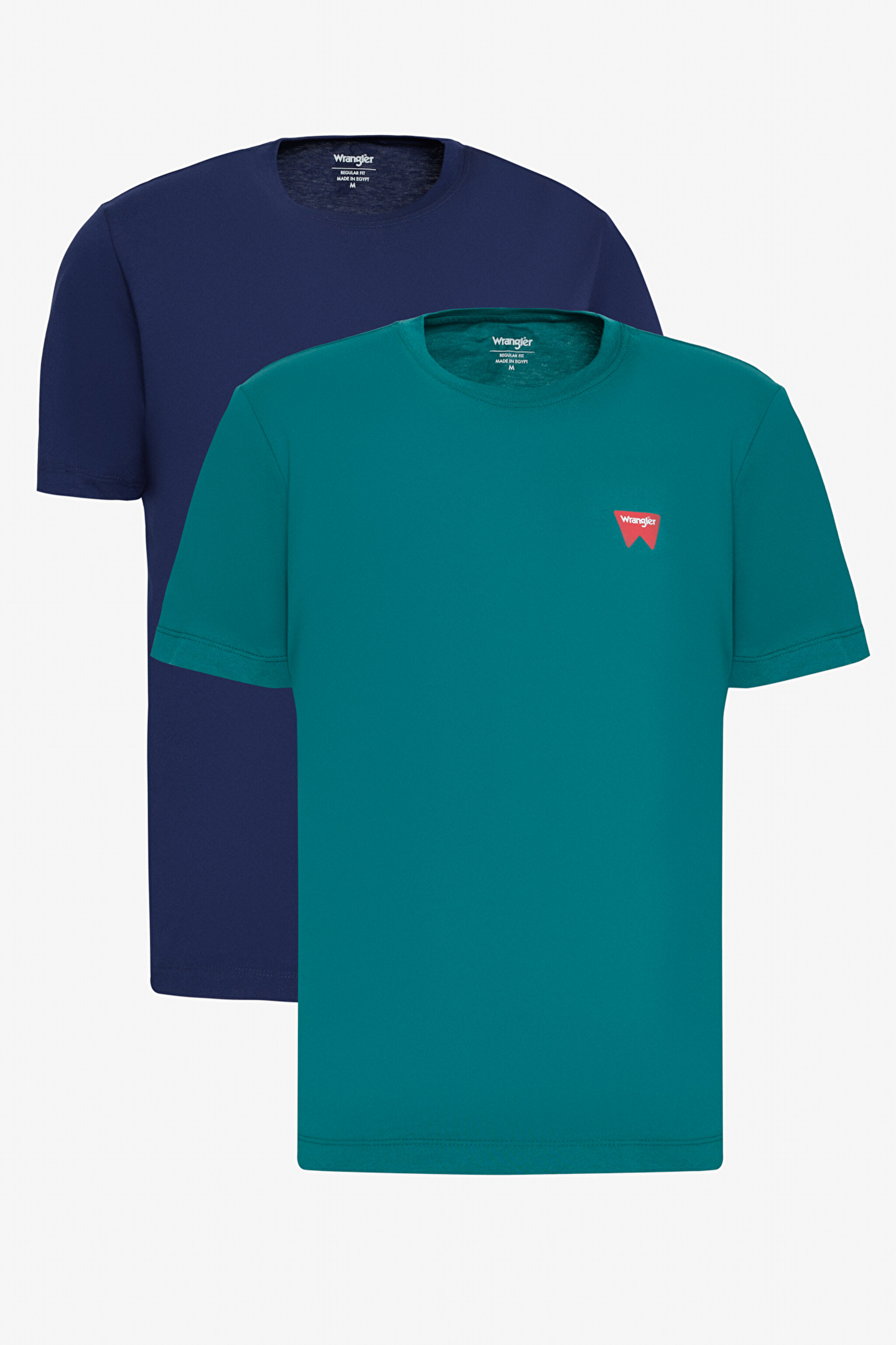 %100 Pamuk Regular Fit Normal Kesim Lacivert Turkuaz 2'li Paket Tişört - Navy-Bayberry Green-BN2W70MD3NG