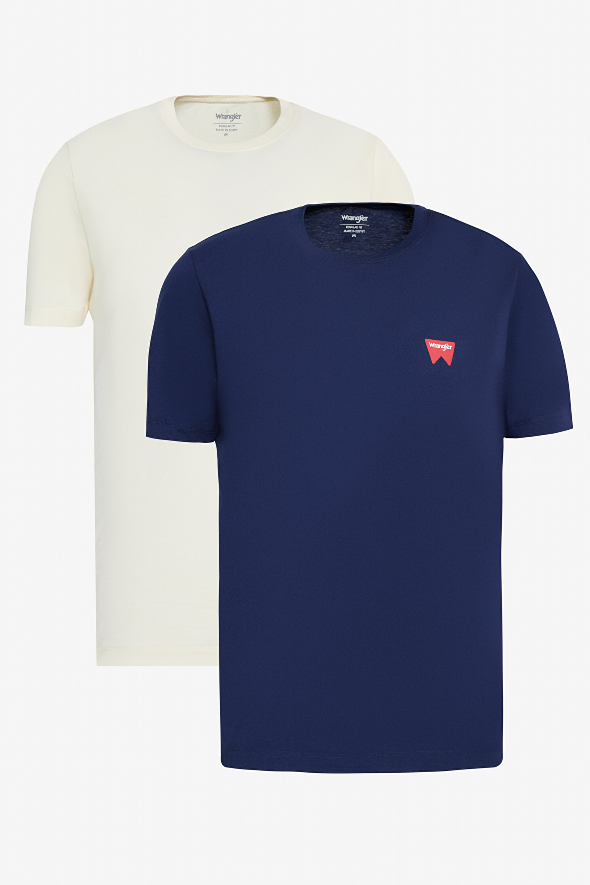 %100 Pamuk Regular Fit Normal Kesim Lacivert Bej 2'li Paket Tişört - Papyrus-Navy-BN2W70MD3PN