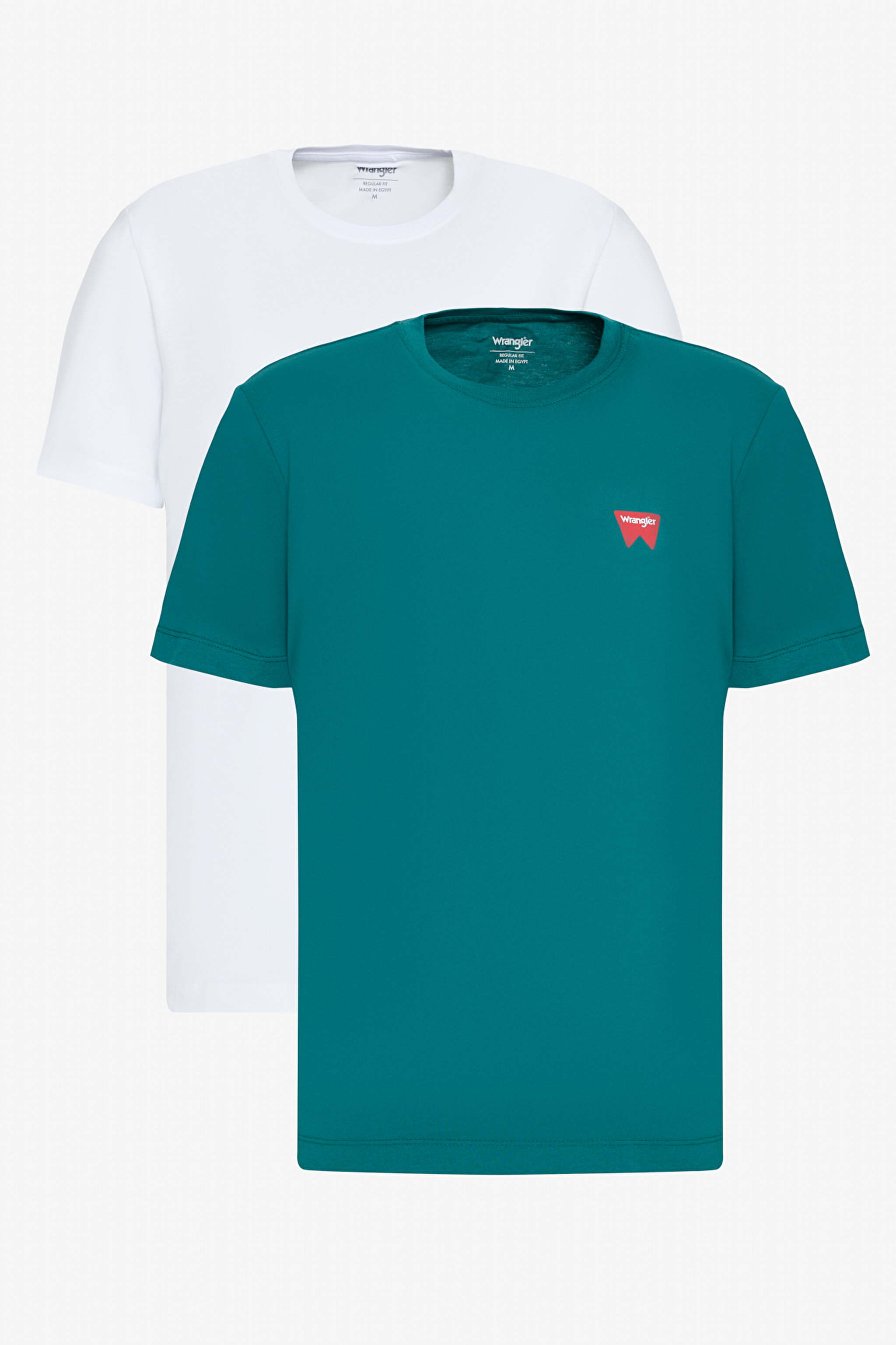 %100 Pamuk Regular Fit Normal Kesim Beyaz Turkuaz 2'li Paket Tişört