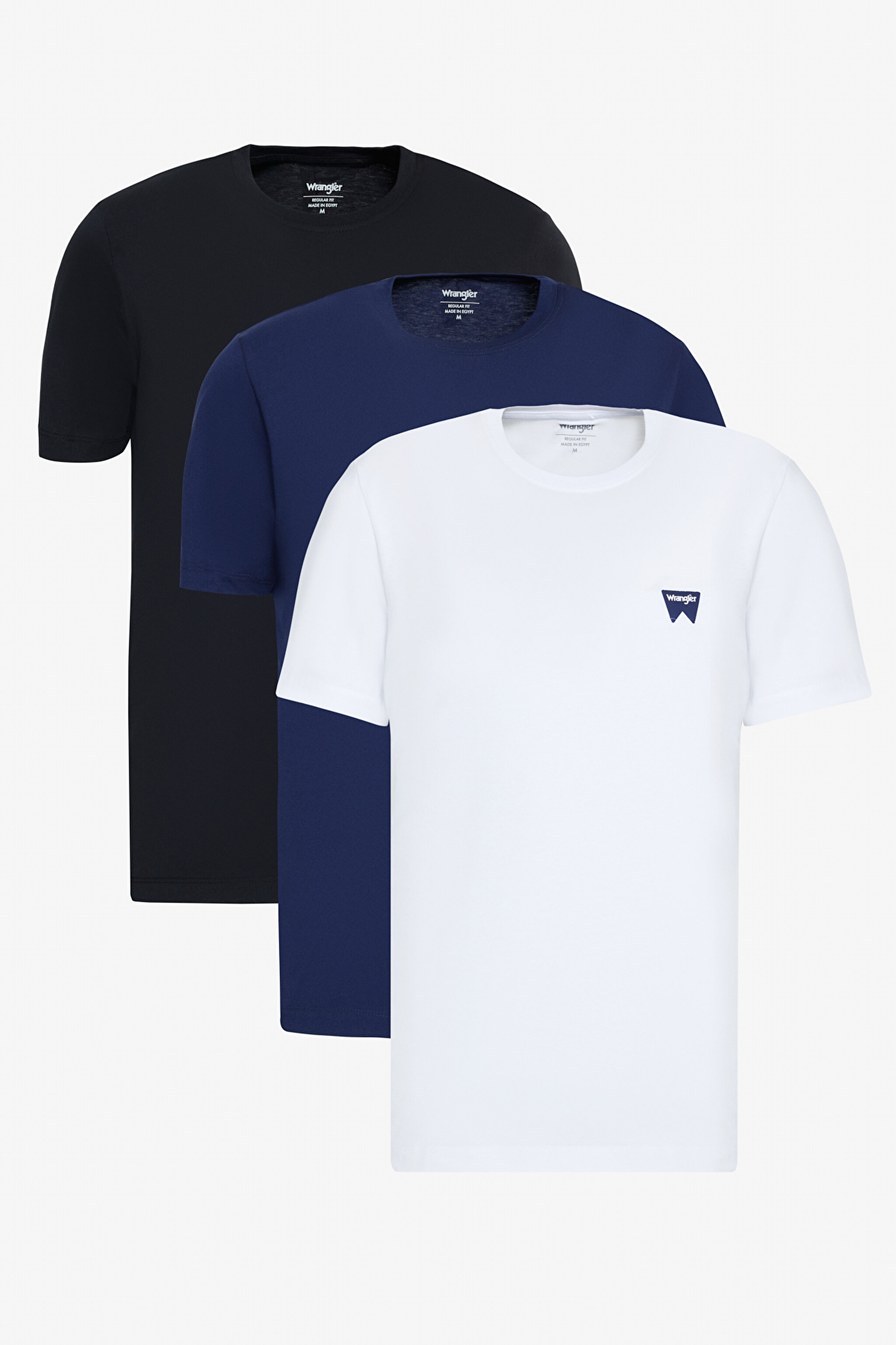 %100 Pamuk Regular Fit Normal Kesim Siyah Lacivert Beyaz 3'lü Paket Tişört - Black-Navy-White-BN3W70MD3BNW