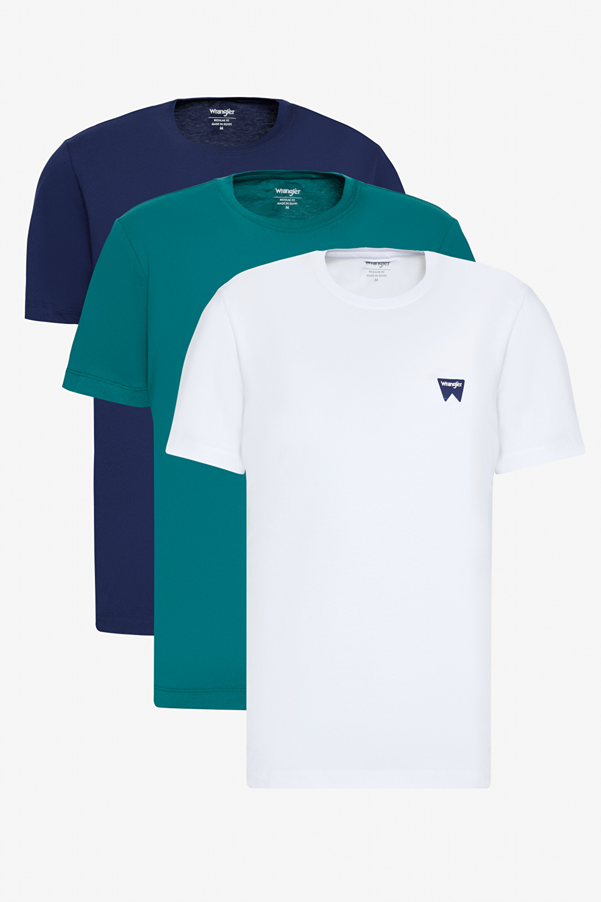 %100 Pamuk Regular Fit Normal Kesim Turkuaz Kırmızı Beyaz 3'lü Paket Tişört - Bayberry Green-Scarlet Red-White-BN3W70MD3GRW