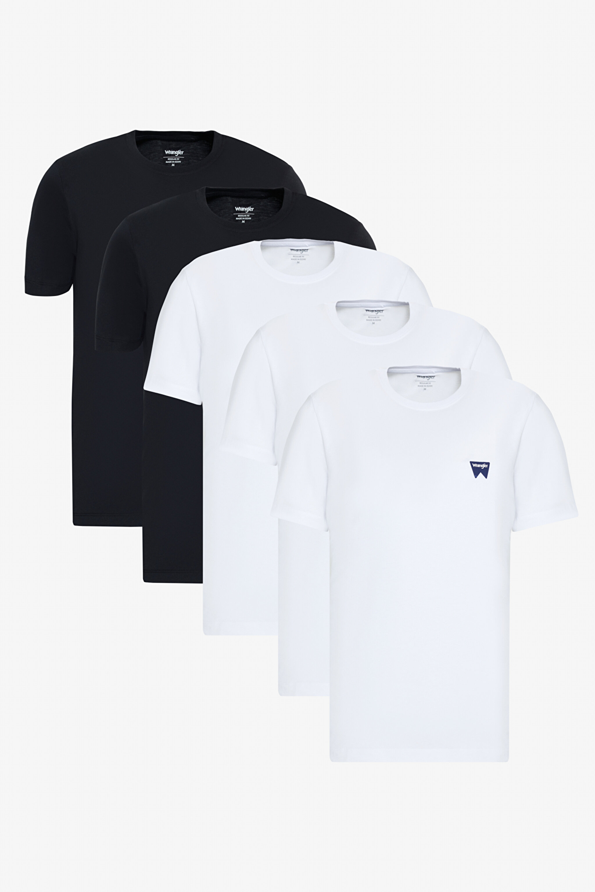 %100 Pamuk Regular Fit Normal Kesim Siyah Beyaz Lacivert 5'li Paket Tişört - Black-Black-White-White-Navy-BN5W70MD3BBWWN