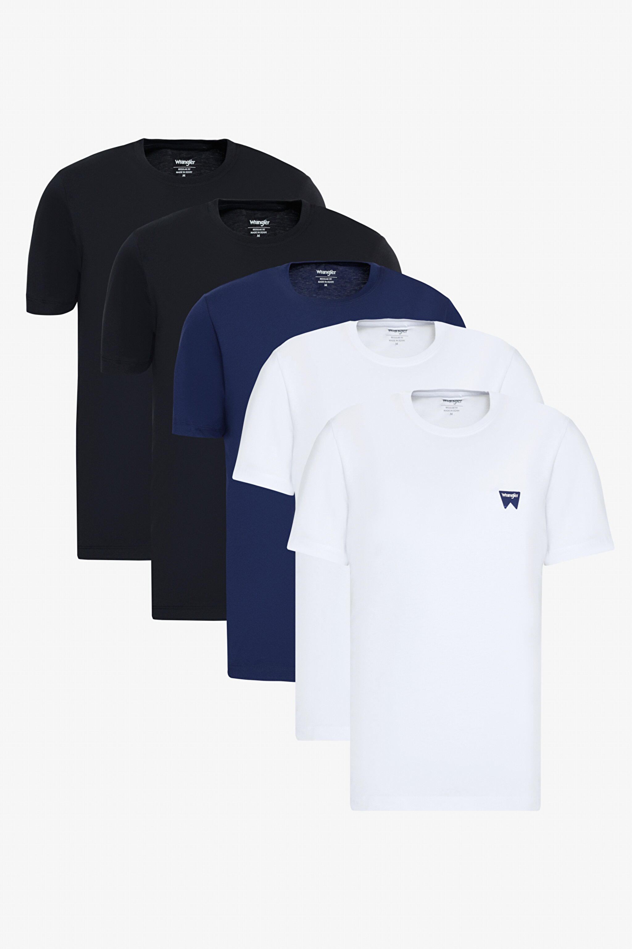 %100 Pamuk Regular Fit Normal Kesim Siyah Beyaz 5'li Paket Tişört