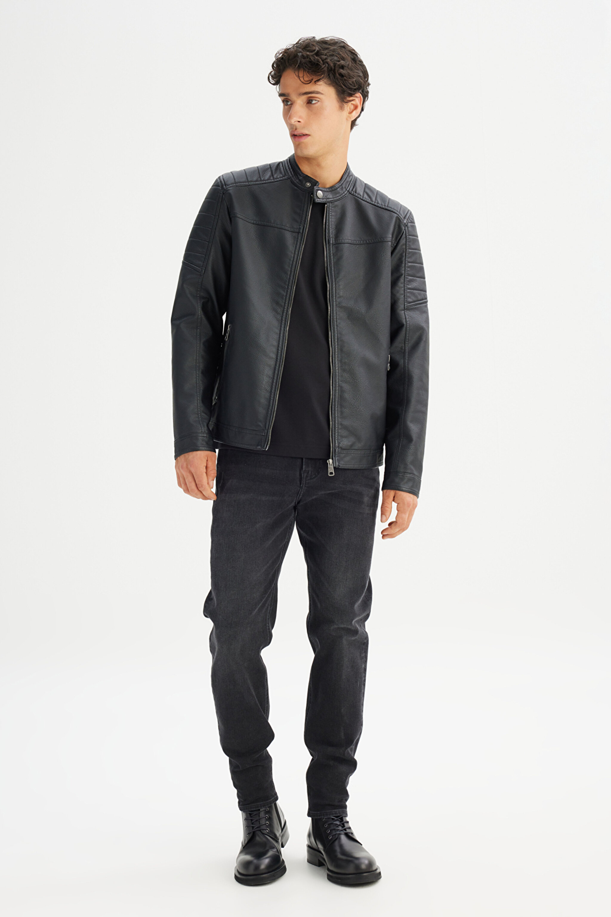Regular Fit Normal Kesim Siyah Ceket - Black-CHL242469001 (görsel 2)