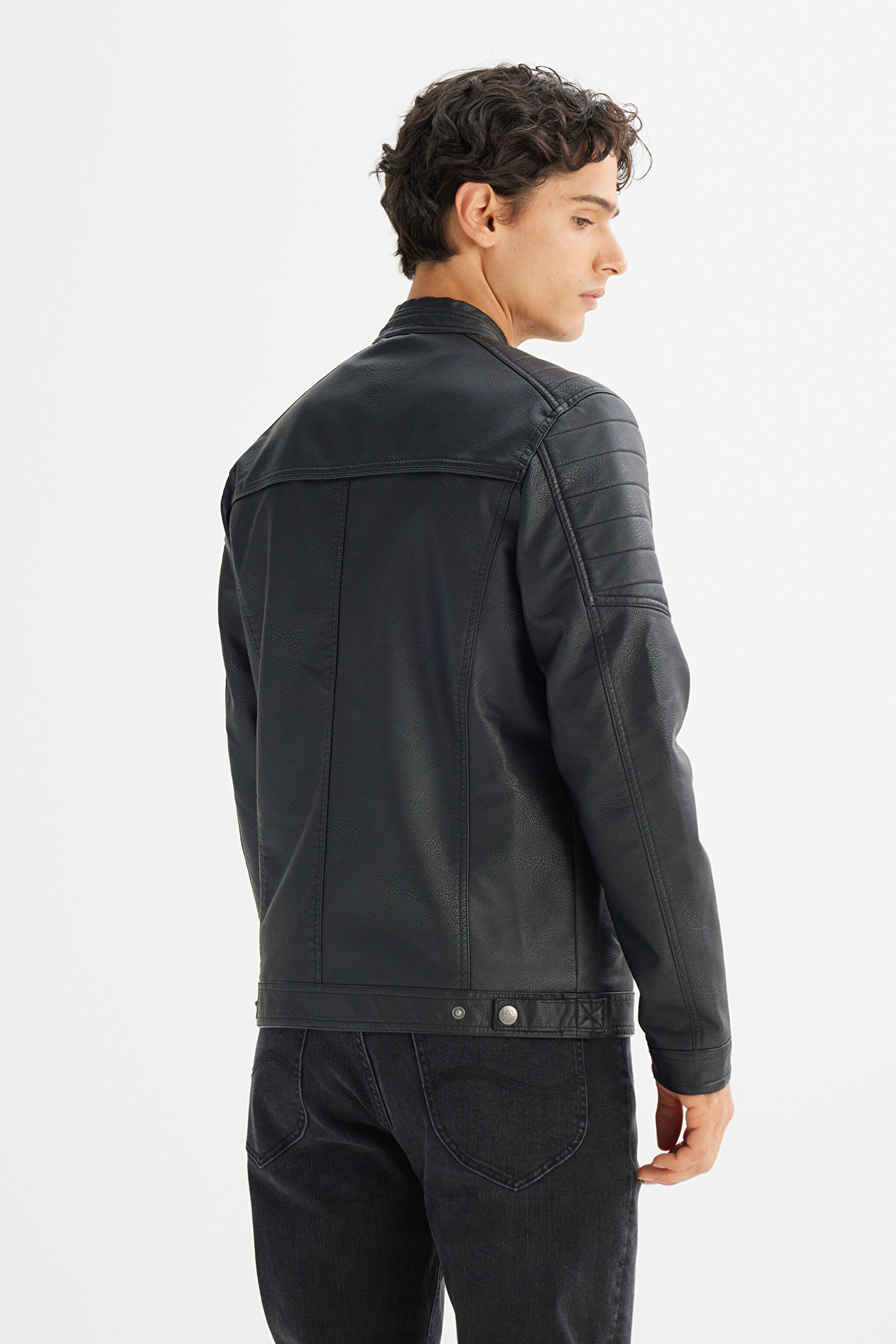 Regular Fit Normal Kesim Siyah Ceket - Black-CHL242469001 (görsel 5)
