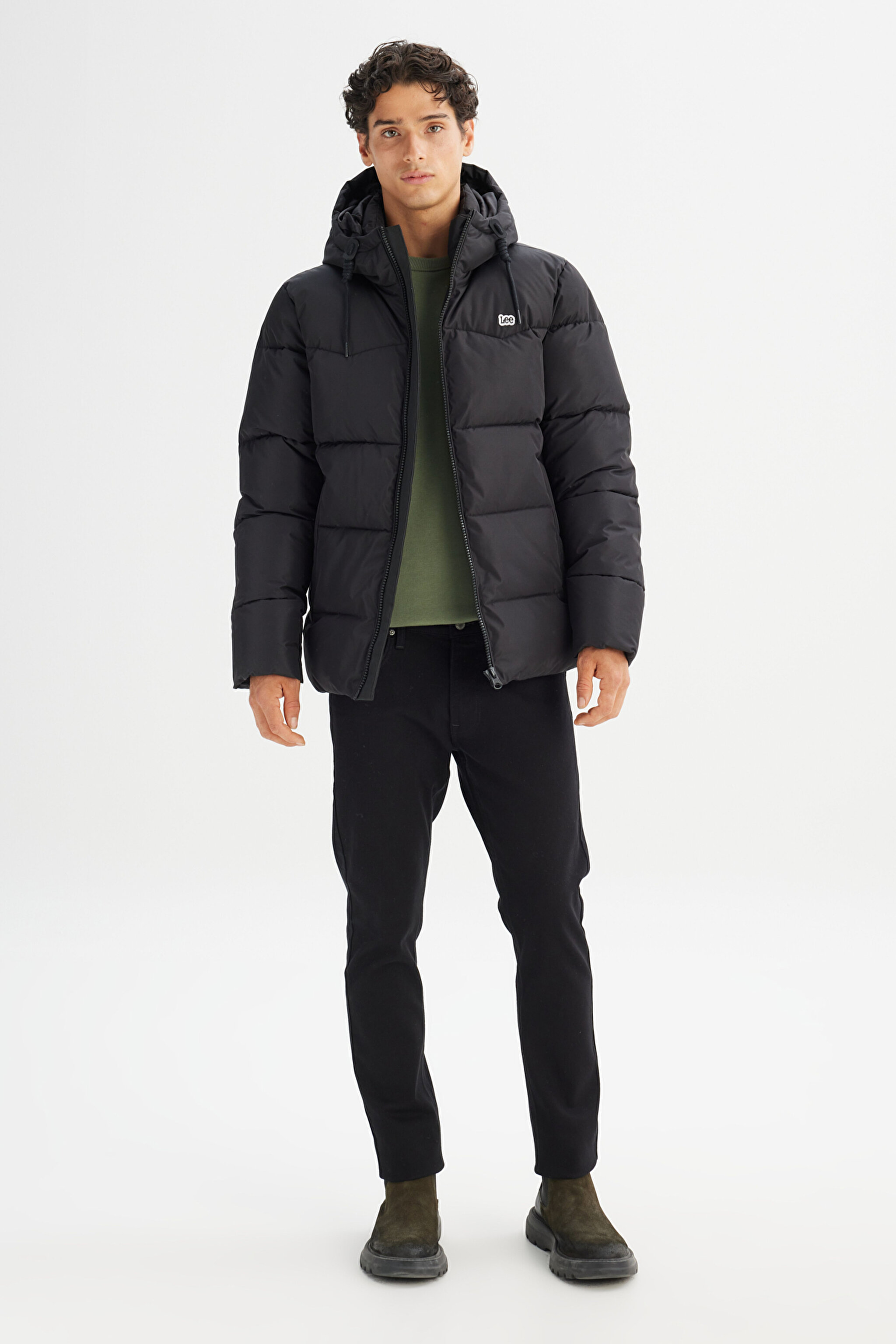 Sıcak Tutan Regular Fit Normal Kesim Kapüşonlu Şişme Mont - Black-CHL88BNY001 (görsel 2)