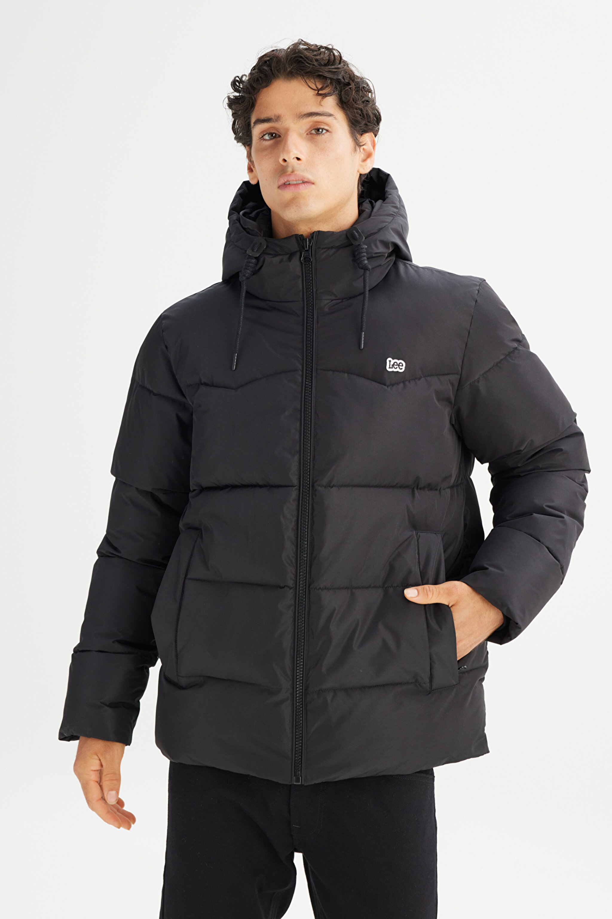 Sıcak Tutan Regular Fit Normal Kesim Kapüşonlu Şişme Mont - Black-CHL88BNY001 (görsel 3)