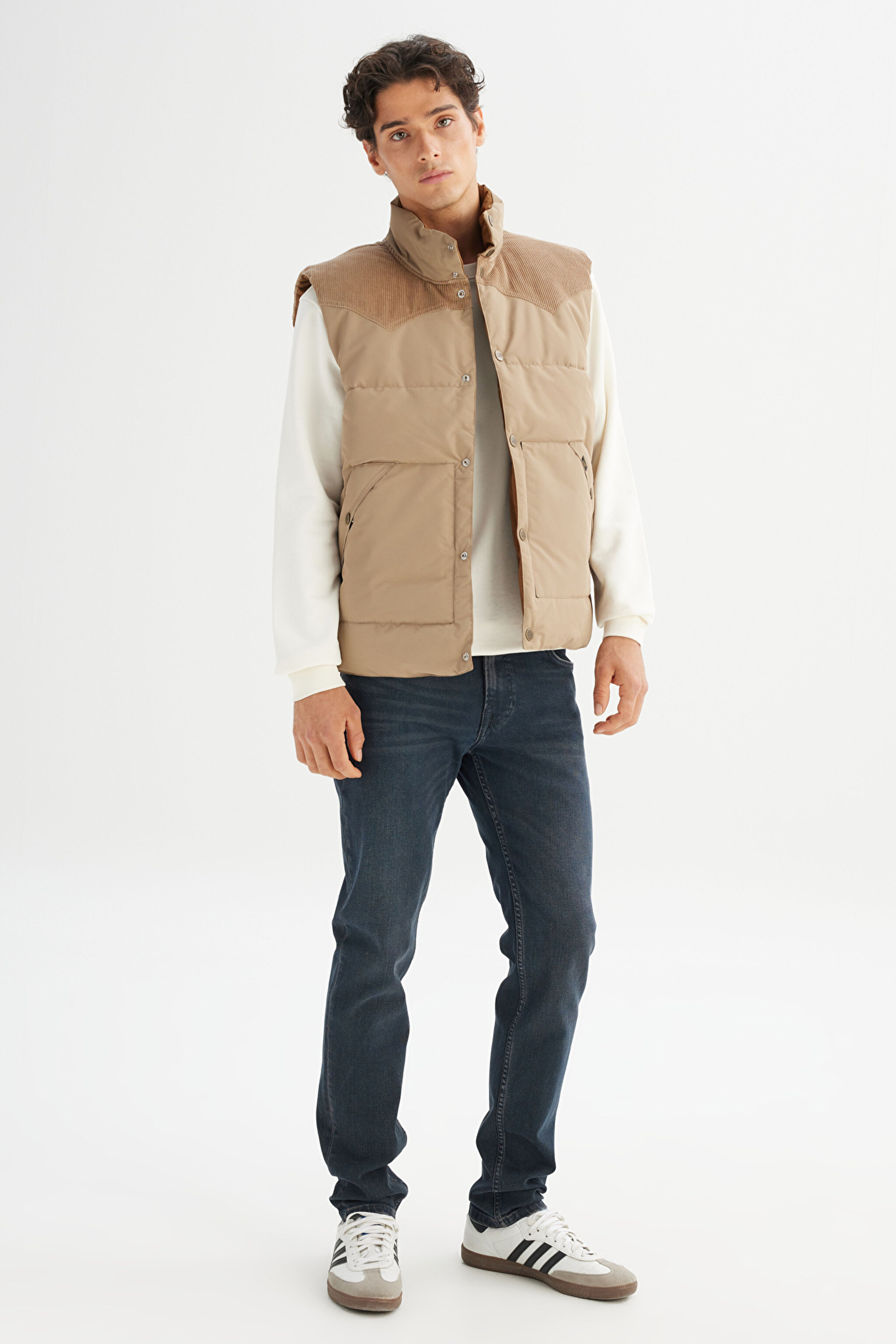 Regular Fit Normal Kesim Çift Kullanımlı Deve Tüyü Şişme Yelek - Sand-CHLD507064755 (görsel 2)