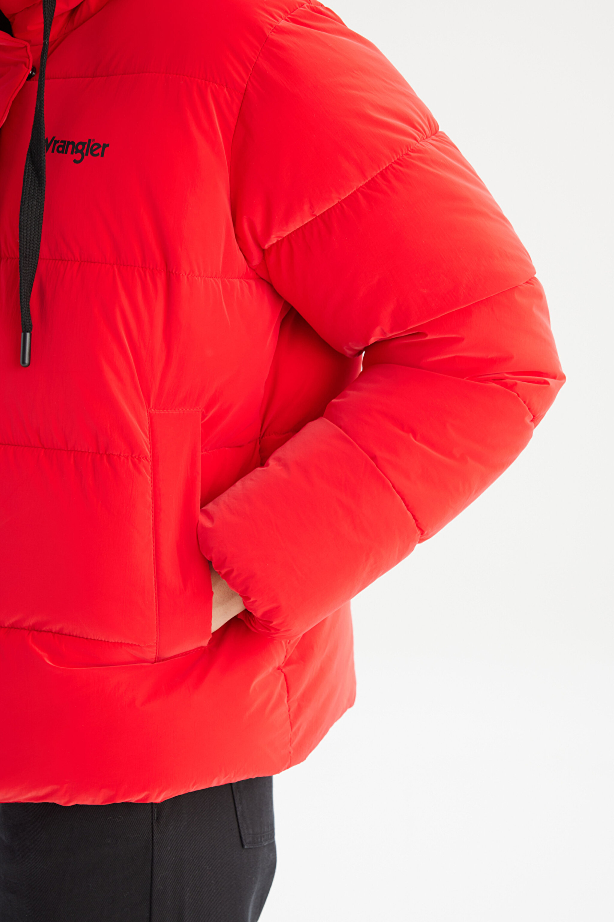 Regular Fit Normal Kesim Dik Yaka Kapüşonlu Kırmızı Şişme Mont - Red-CHW232170600 (görsel 5)