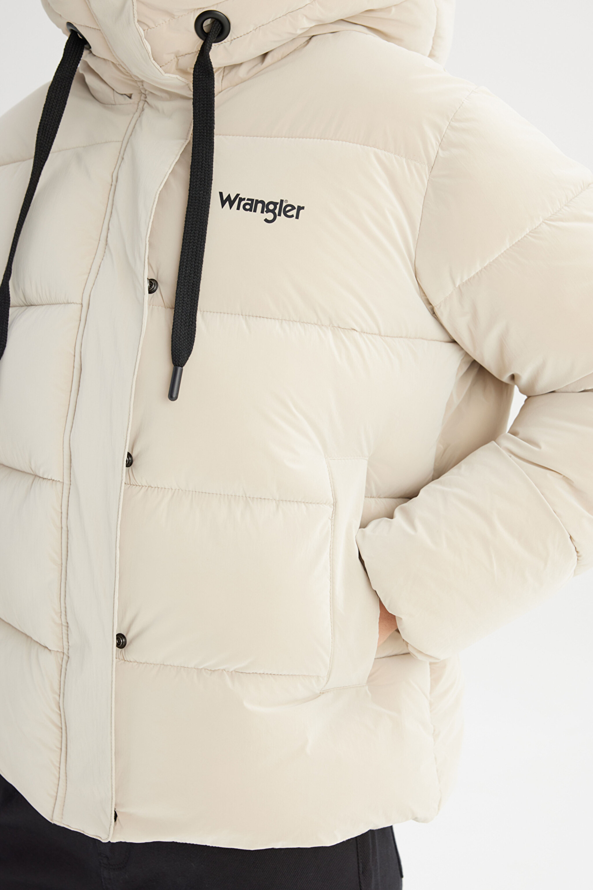 Regular Fit Normal Kesim Kapüşonlu Bej Mont - Beige-CHW232170614 (görsel 5)