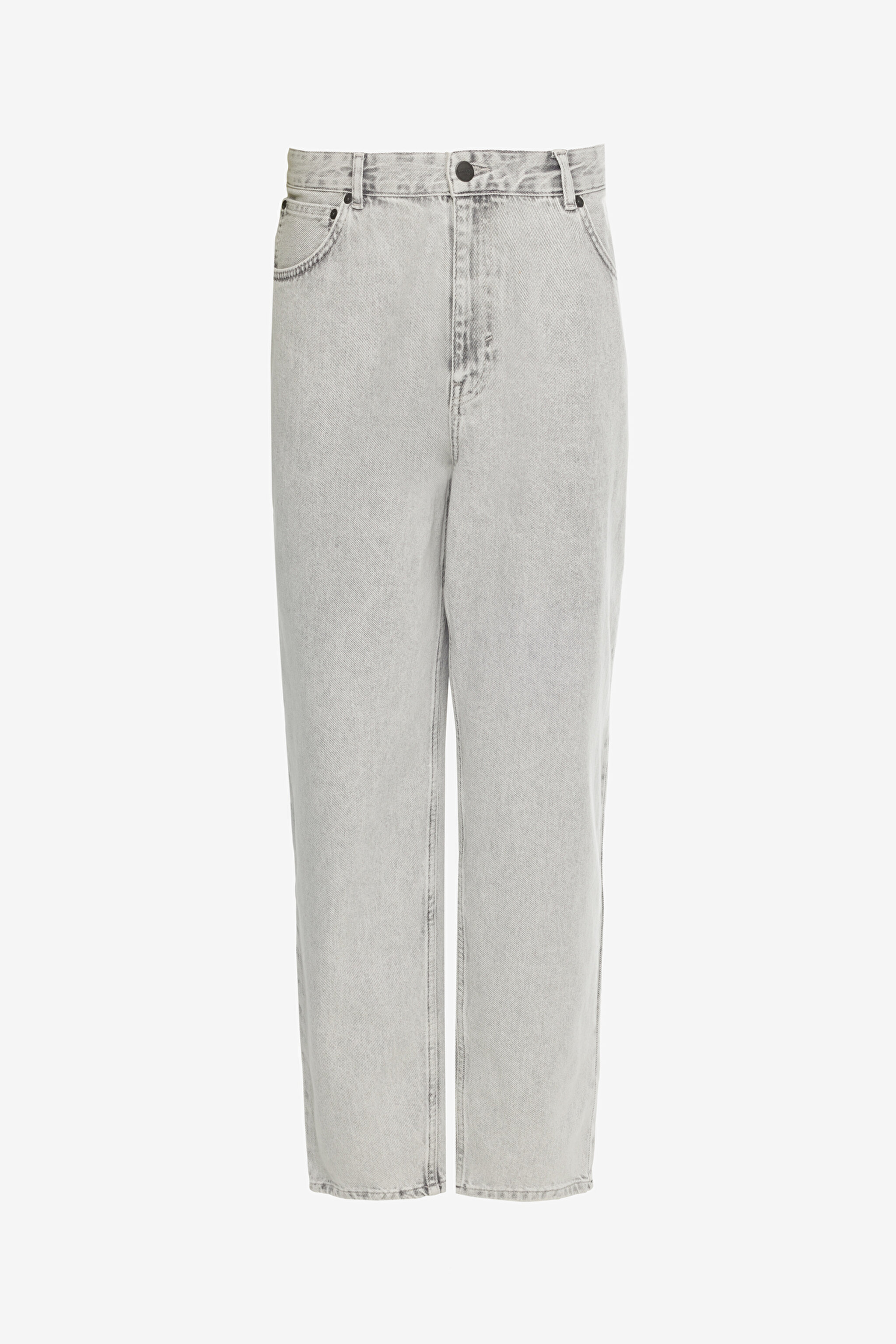 %100 Pamuk Frank Relaxed Fit Geniş Kesim Açık Gri Jean Denim Pantolon