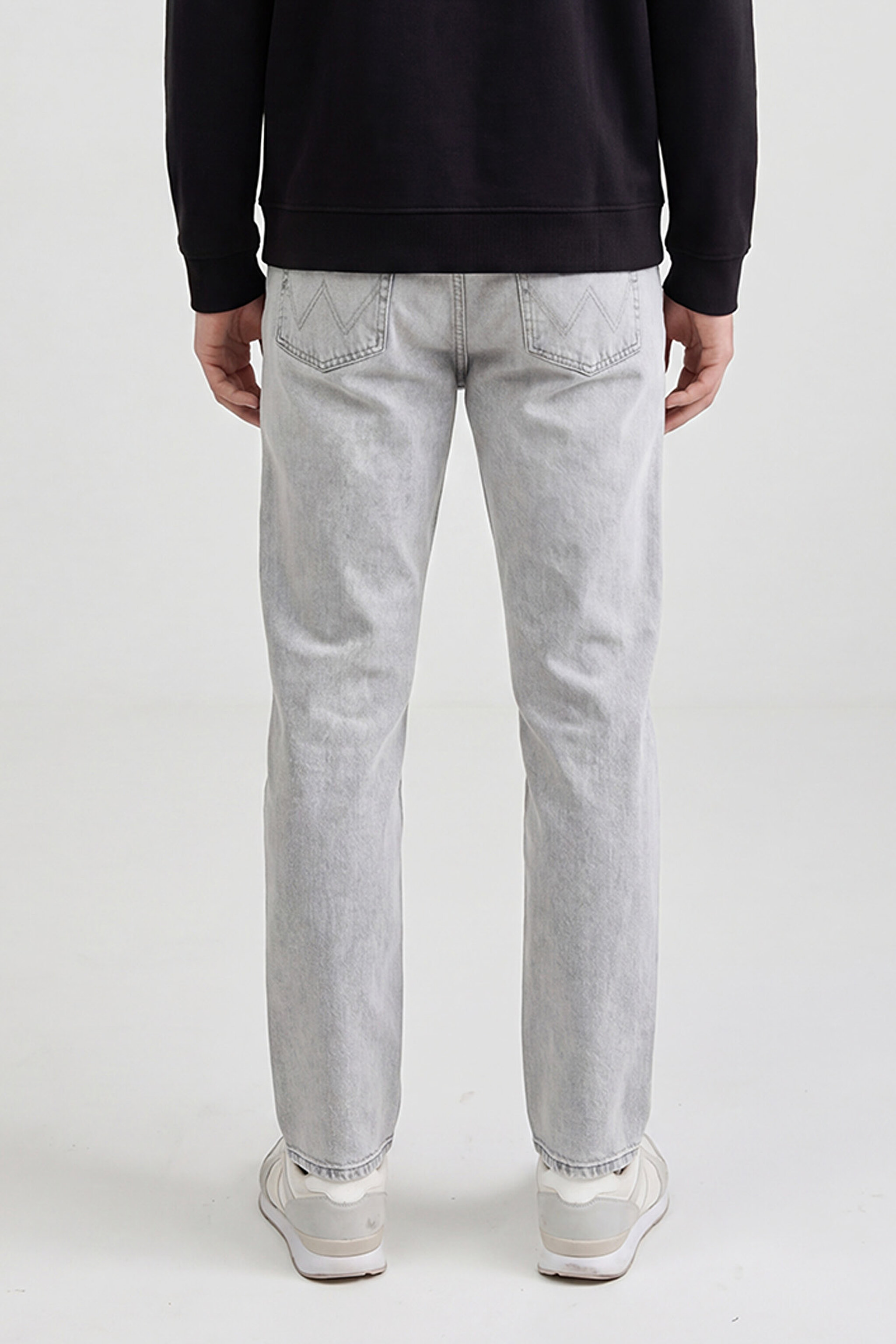 %100 Pamuk Frank Relaxed Fit Geniş Kesim Açık Gri Jean Denim Pantolon - Light Gray-FRNK00011032 (görsel 5)