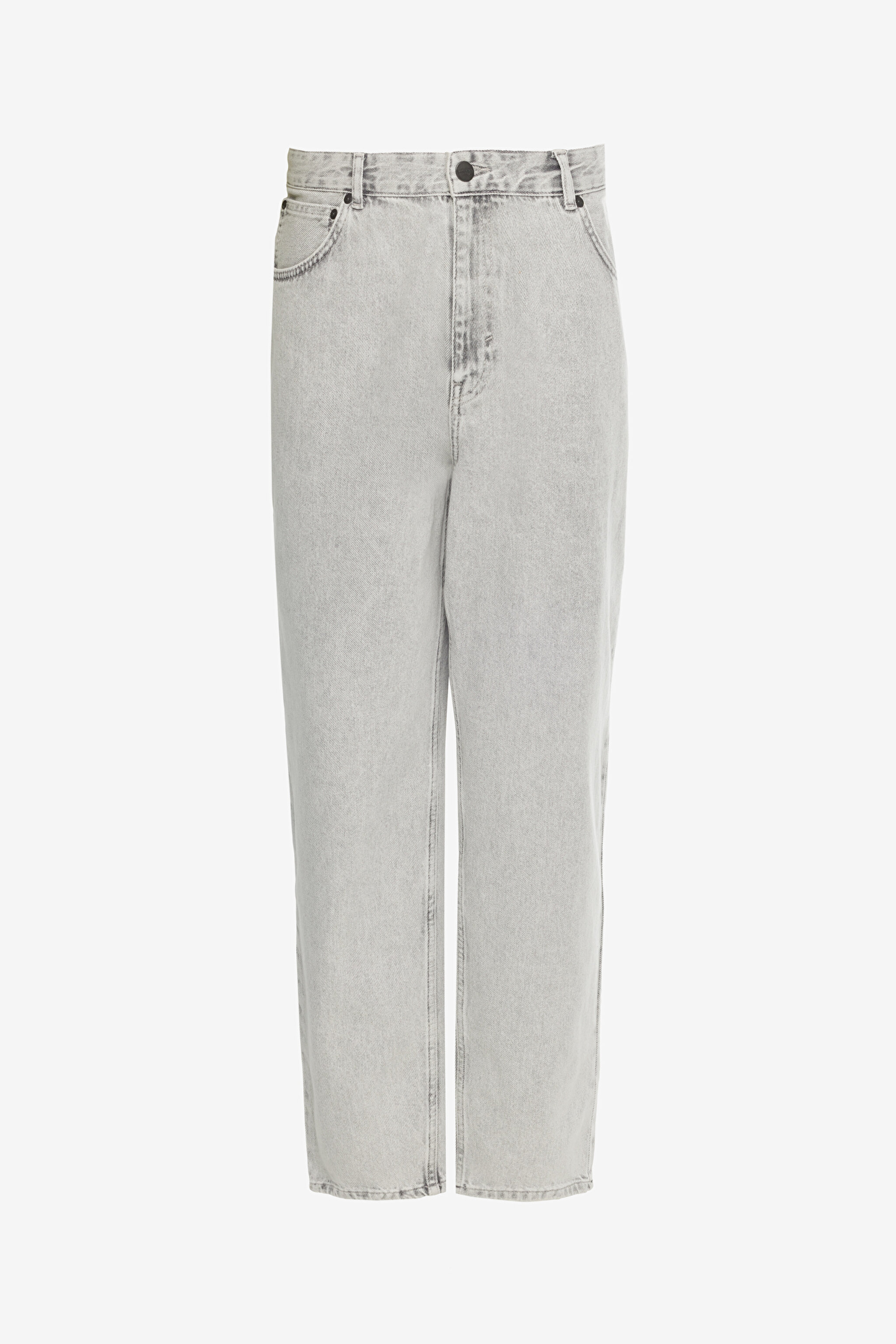 %100 Pamuk Frank Relaxed Fit Geniş Kesim Açık Gri Jean Denim Pantolon - Light Gray-FRNK00011032 (görsel 6)