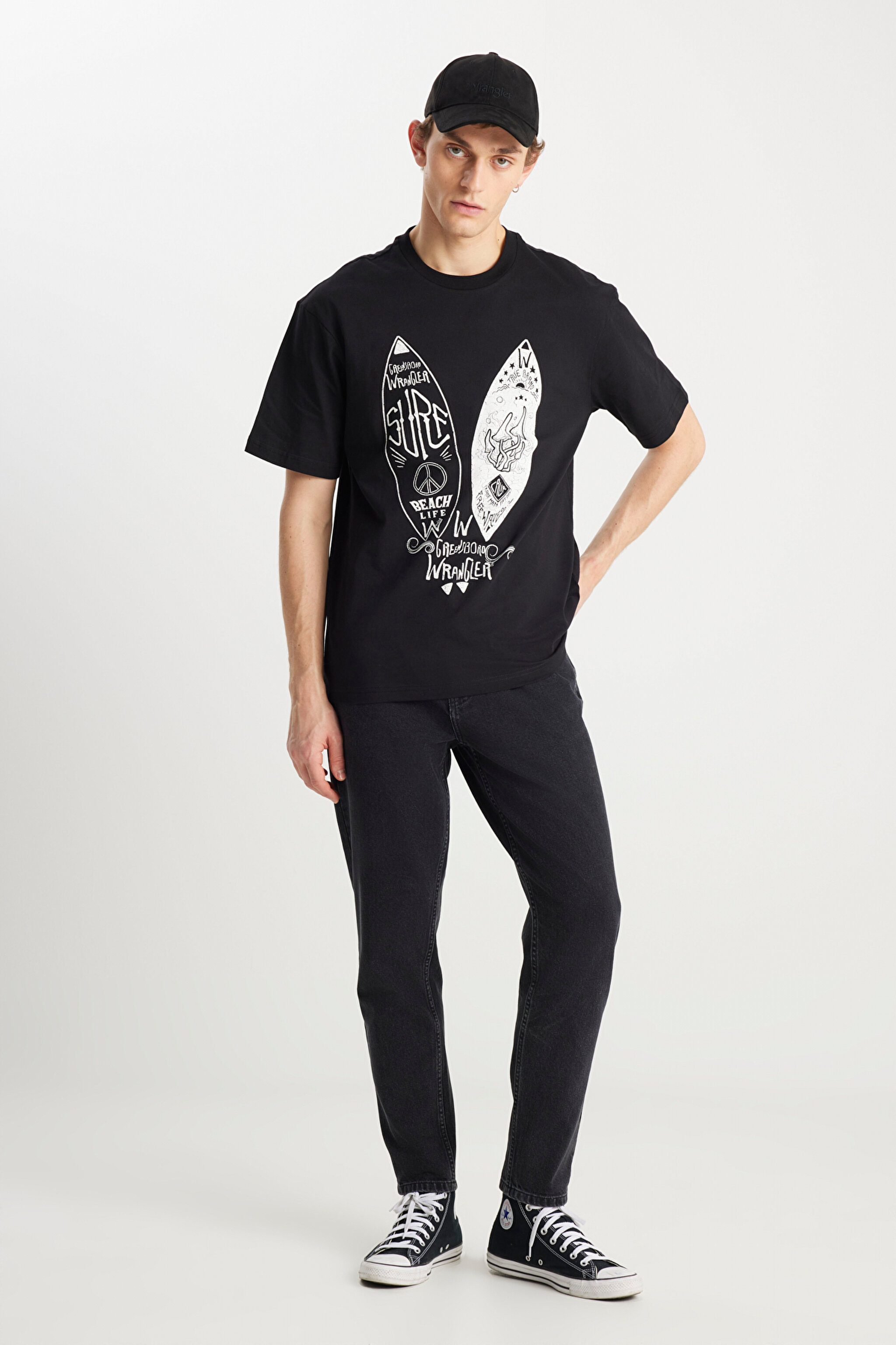 %100 Pamuk Frank Relaxed Fit Geniş Kesim Siyah Jean Denim Pantolon