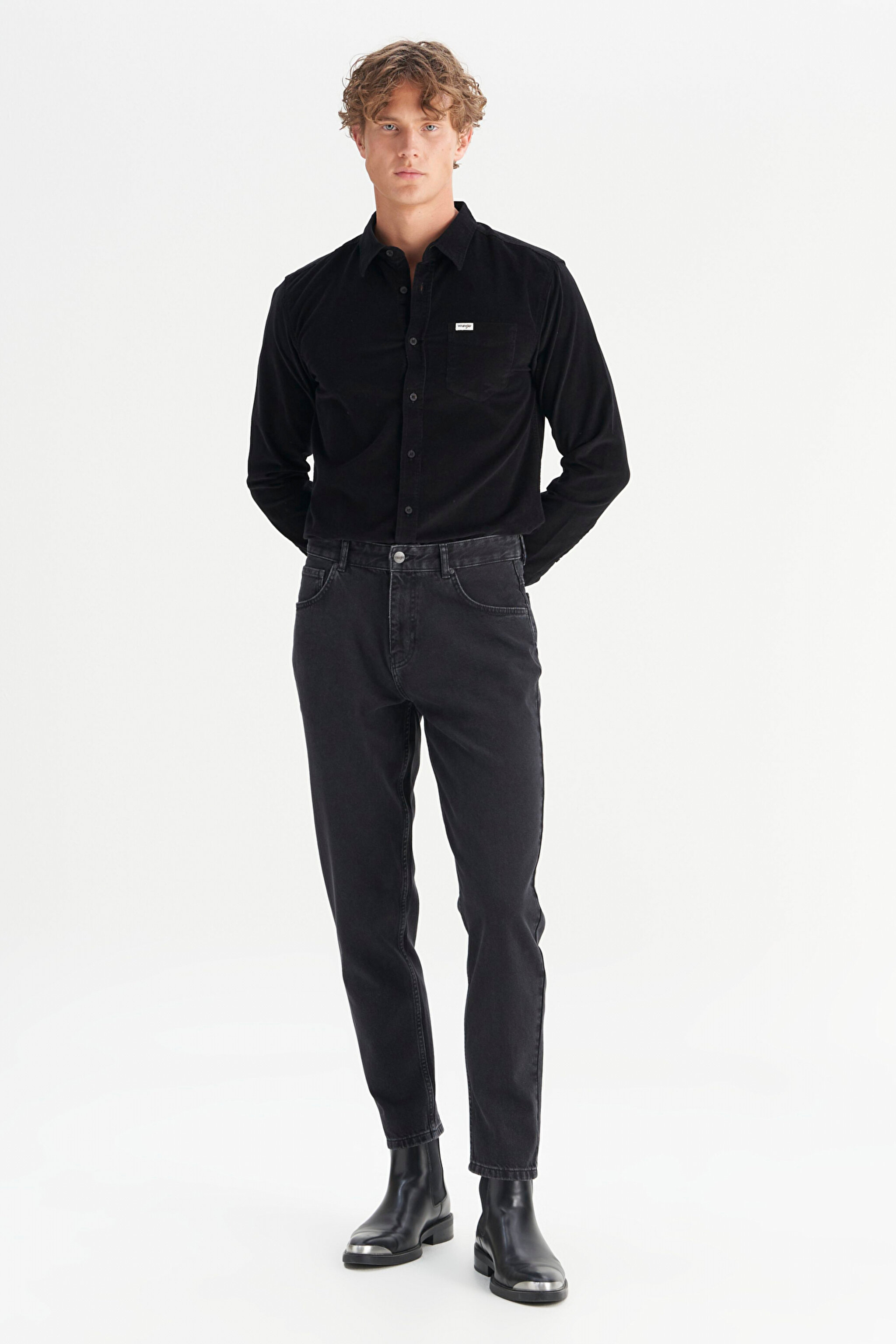 %100 Pamuk Frank Relaxed Fit Geniş Kesim Siyah Jean Denim Pantolon - Black-FRNK00012001