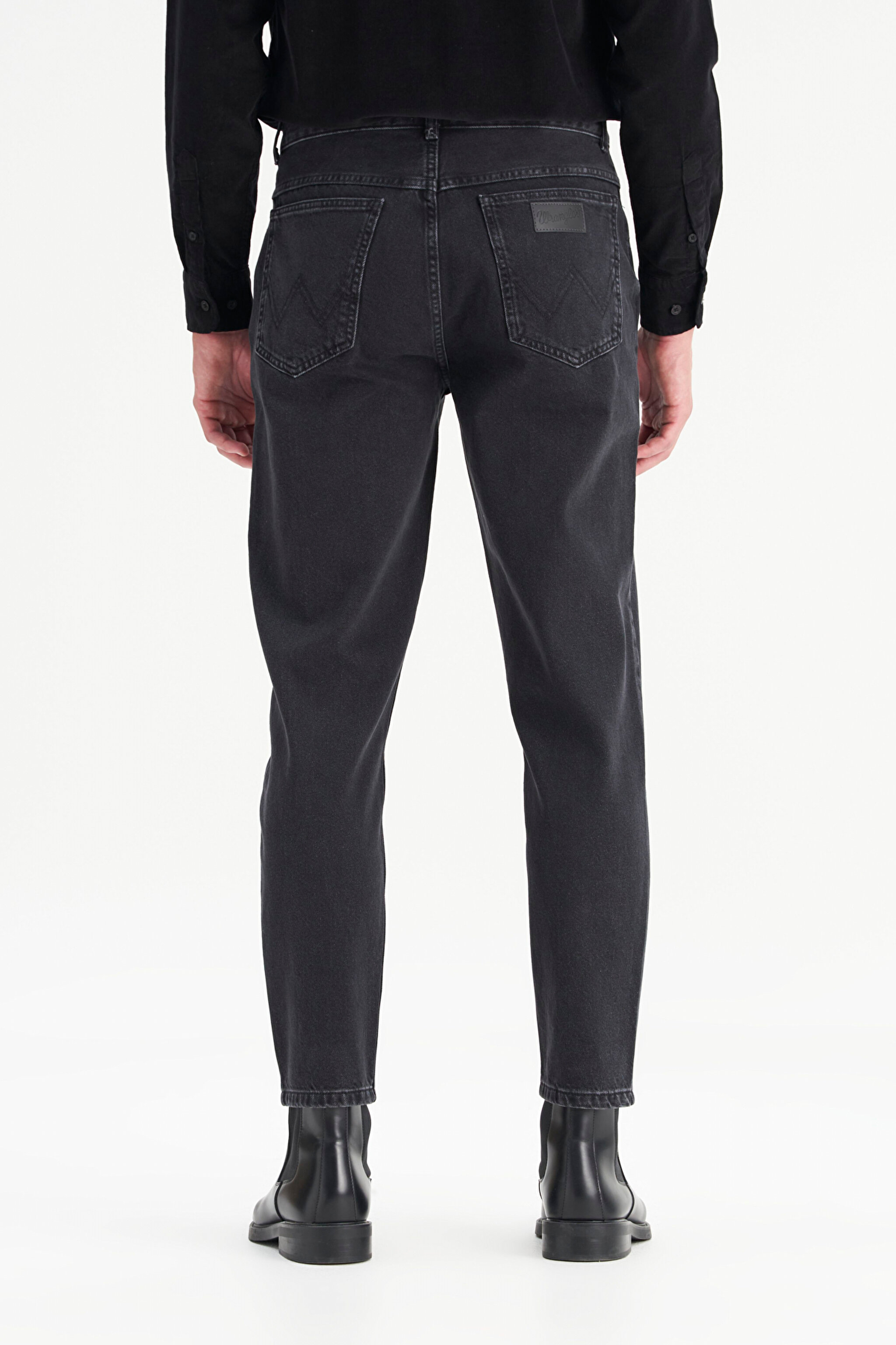 %100 Pamuk Frank Relaxed Fit Geniş Kesim Siyah Jean Denim Pantolon - Black-FRNK00012001 (görsel 5)