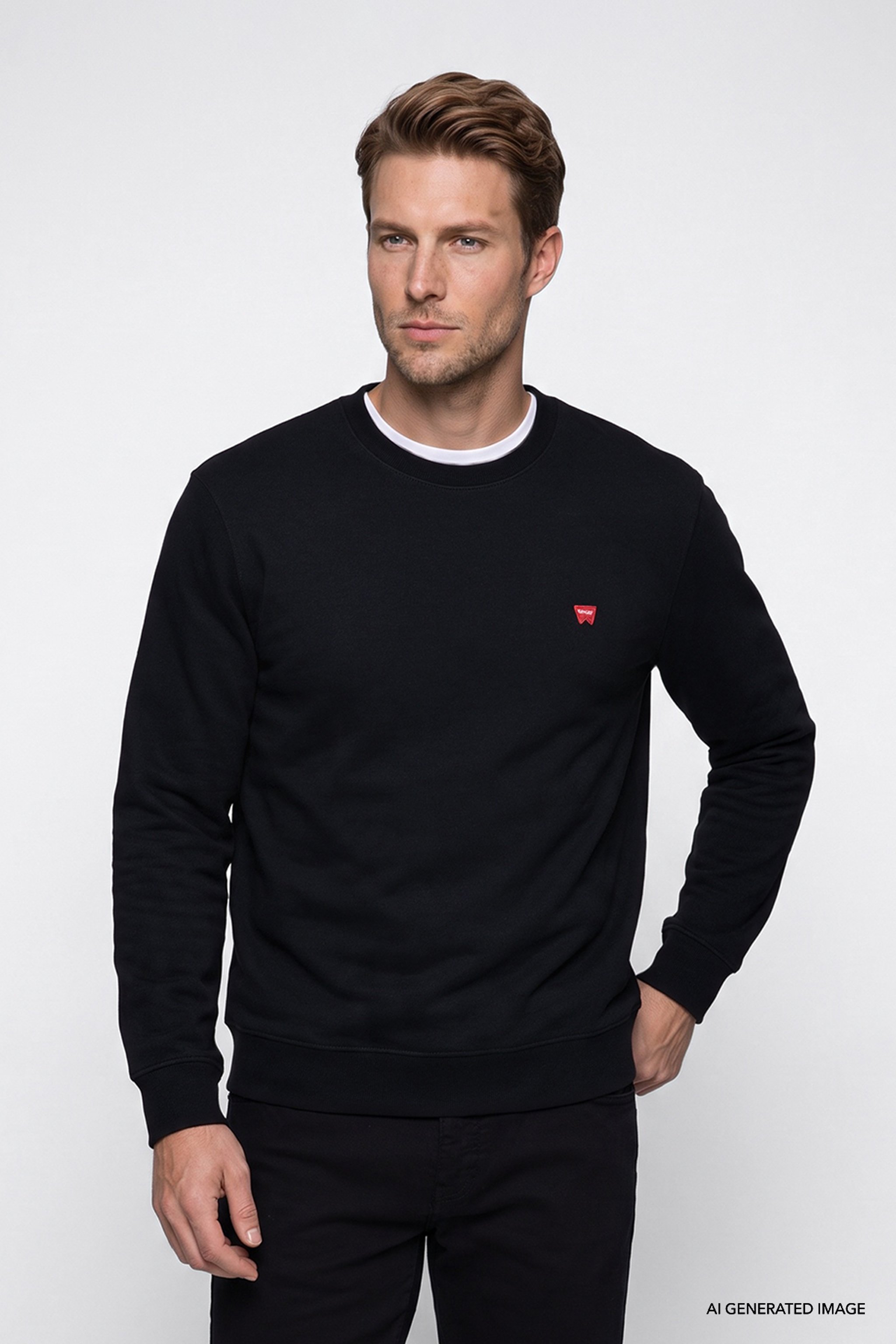 Pamuklu Regular Fit Normal Kesim Bisiklet Yaka Logo Detaylı Sweatshirt - Black-GW2520255001
