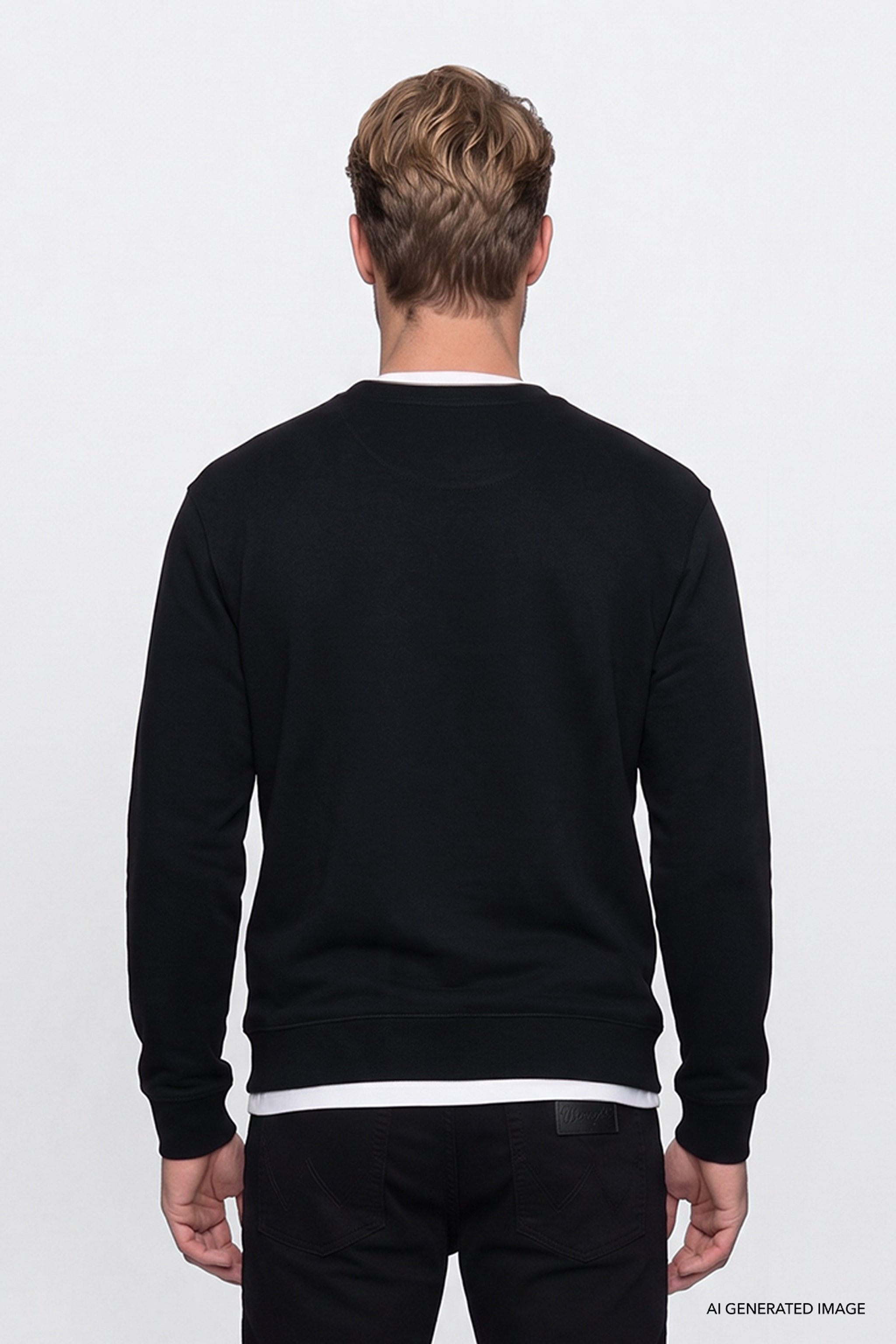 Pamuklu Regular Fit Normal Kesim Bisiklet Yaka Logo Detaylı Sweatshirt - Black-GW2520255001 (görsel 5)