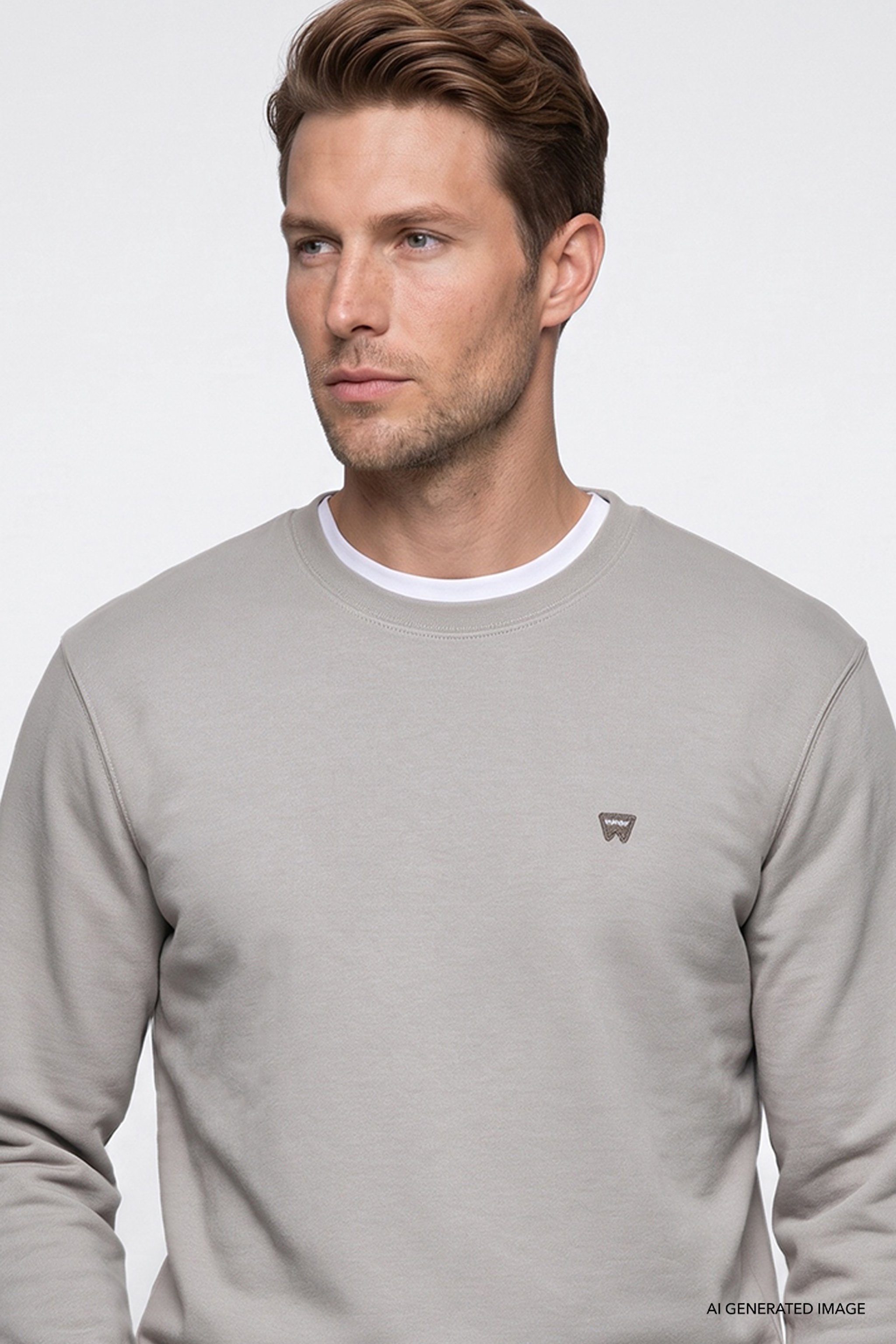 Pamuklu Regular Fit Normal Kesim Bisiklet Yaka Logo Detaylı Sweatshirt - Tea Leaf-GW252025537Y (görsel 4)