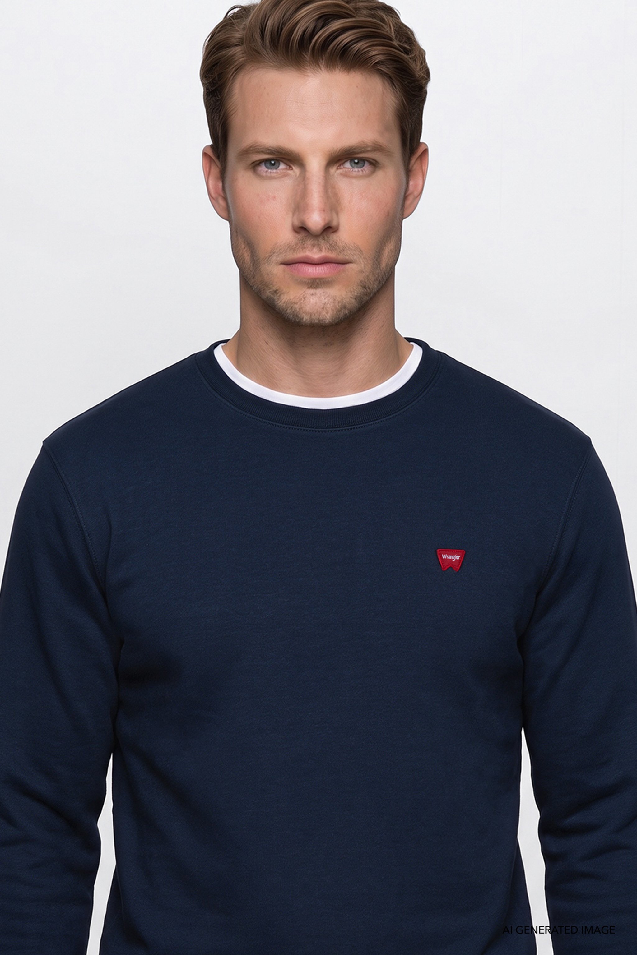 Pamuklu Regular Fit Normal Kesim Bisiklet Yaka Logo Detaylı Sweatshirt - Navy-GW2520255410 (görsel 4)