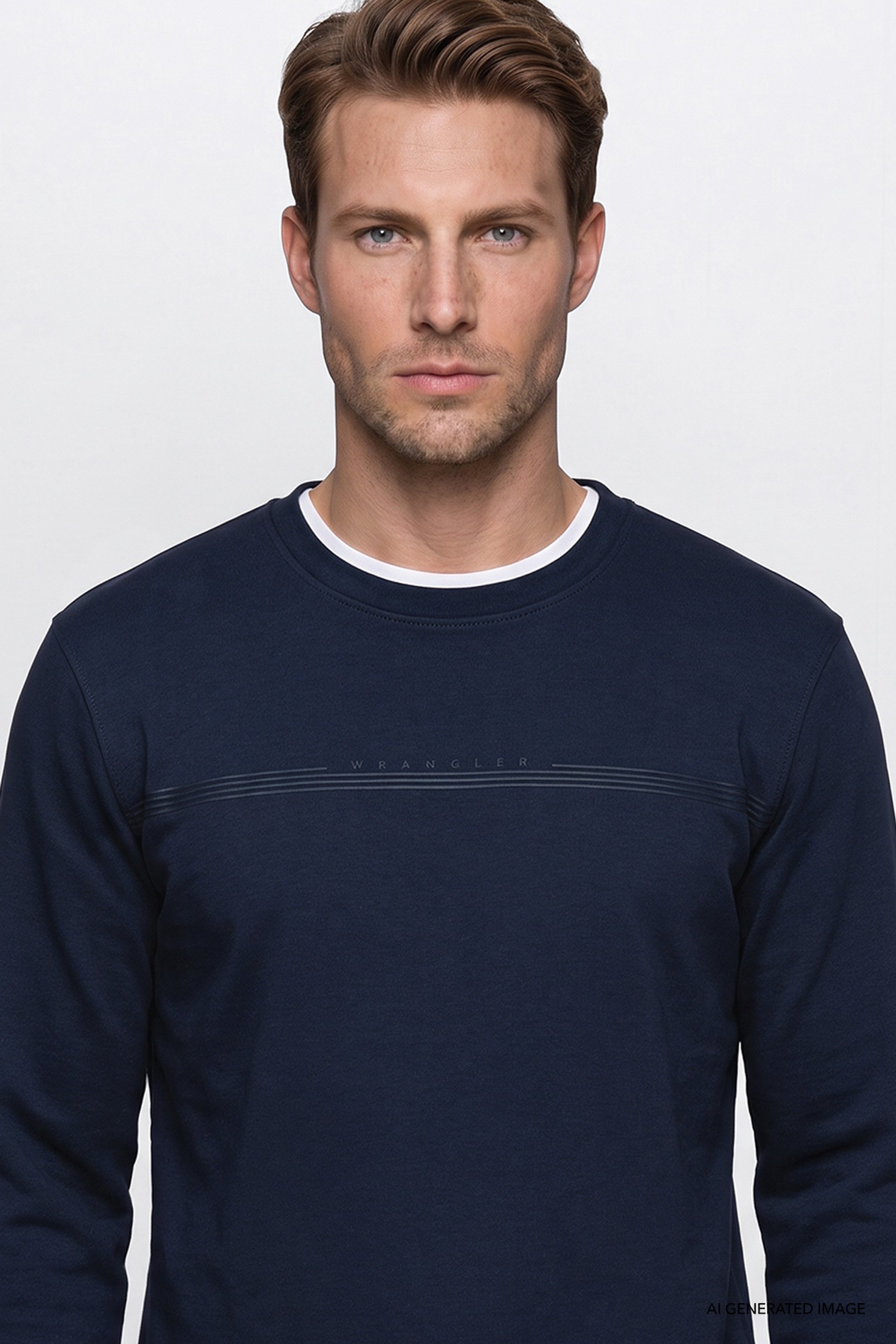 Pamuklu Regular Fit Normal Kesim Bisiklet Yaka Sweatshirt - Navy-GW2520534410 (görsel 4)