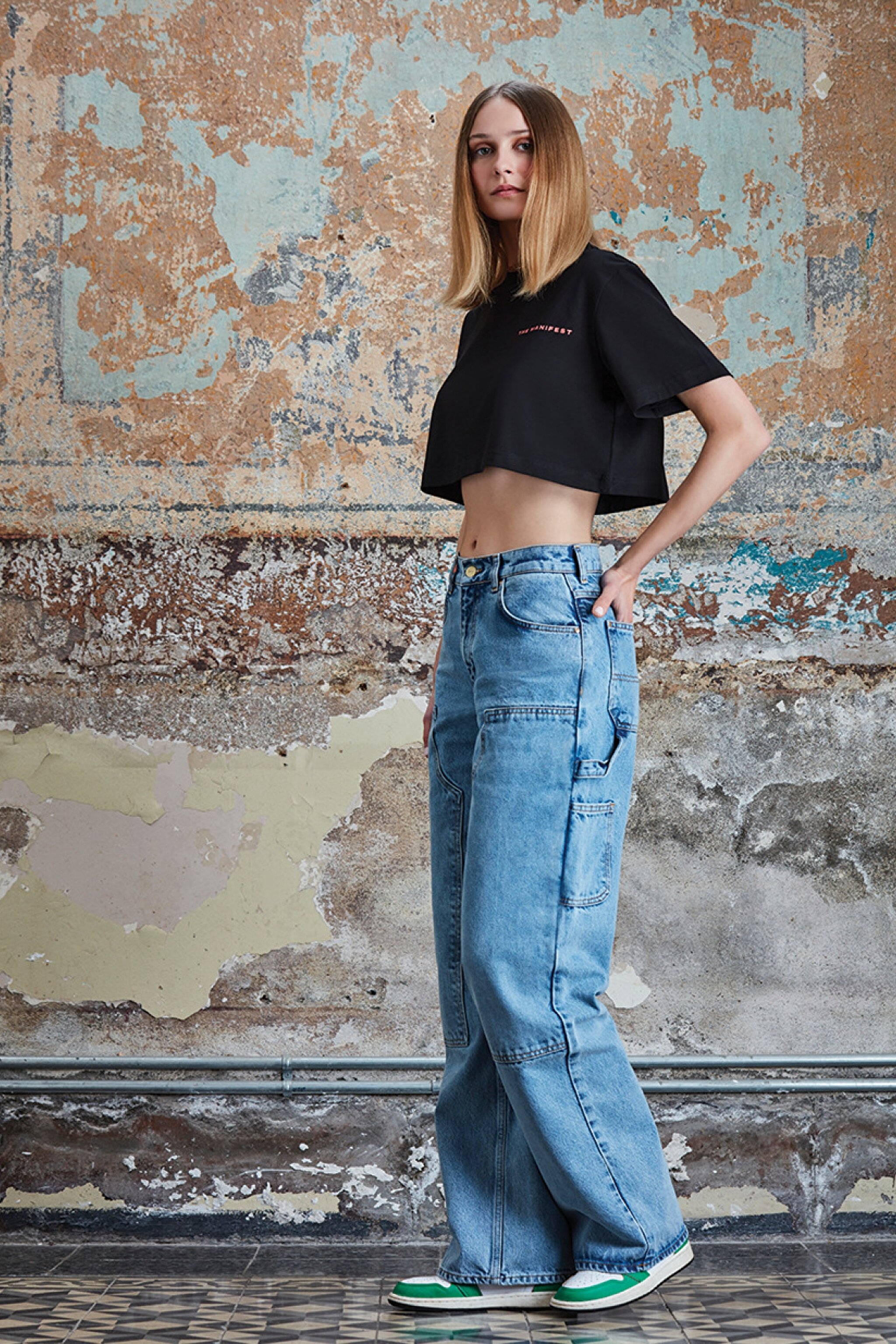 STBA Kadın Açık Mavi Straigth Fit Carpenter Jean Pantolon - Light Blue-L107009404 (görsel 2)