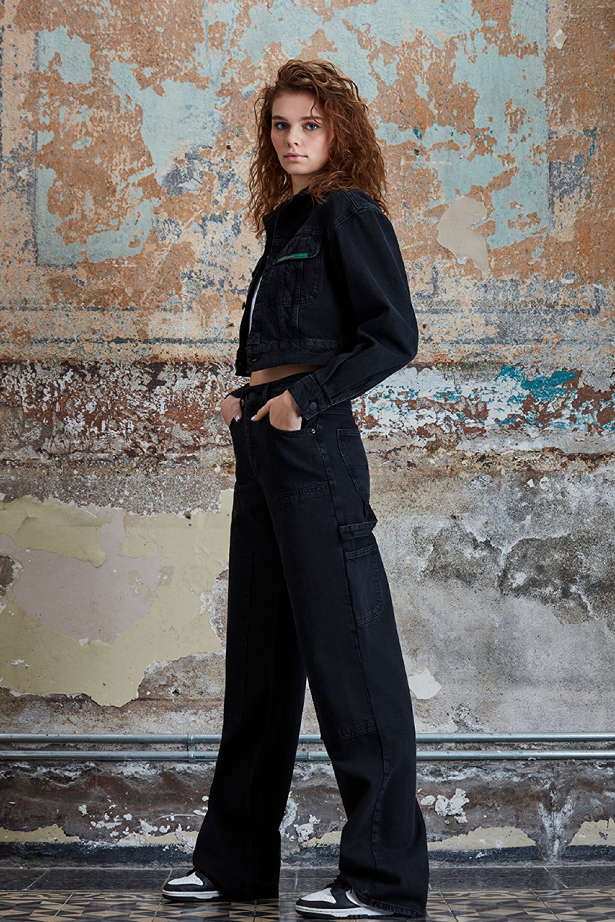 STBA Kadın Crop Fit Siyah Crop Jean Ceket - Black-L109002001 (görsel 2)