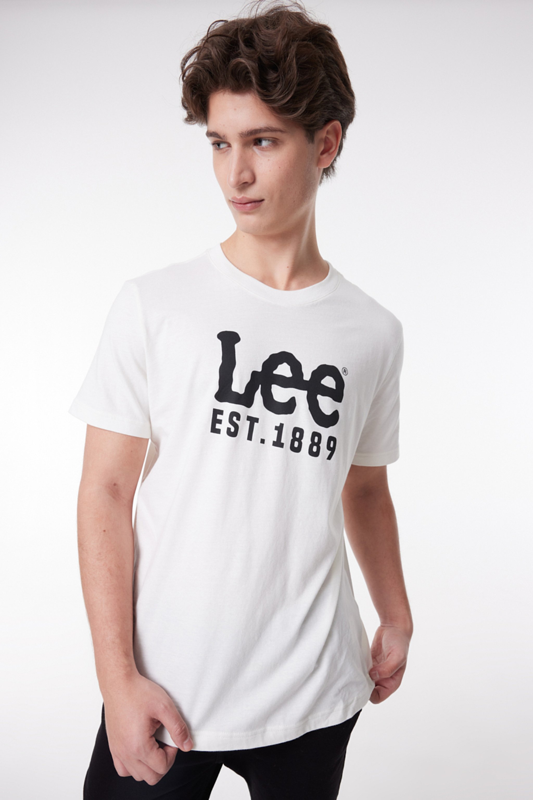 Regular Fit Normal Kesim Sıfır Yaka %100 Pamuk Logolu Tişört - White-L211725100