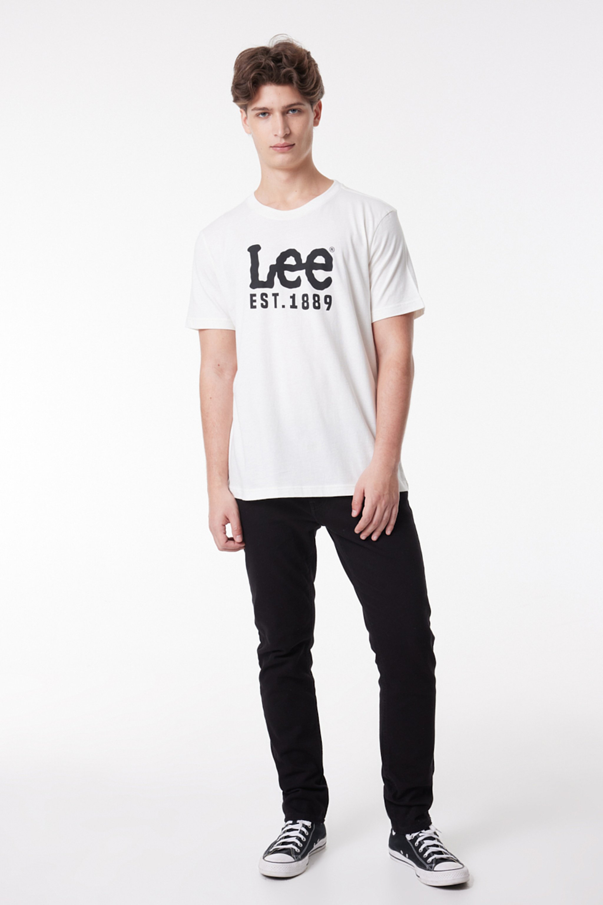Regular Fit Normal Kesim Sıfır Yaka %100 Pamuk Logolu Tişört - White-L211725100 (görsel 2)