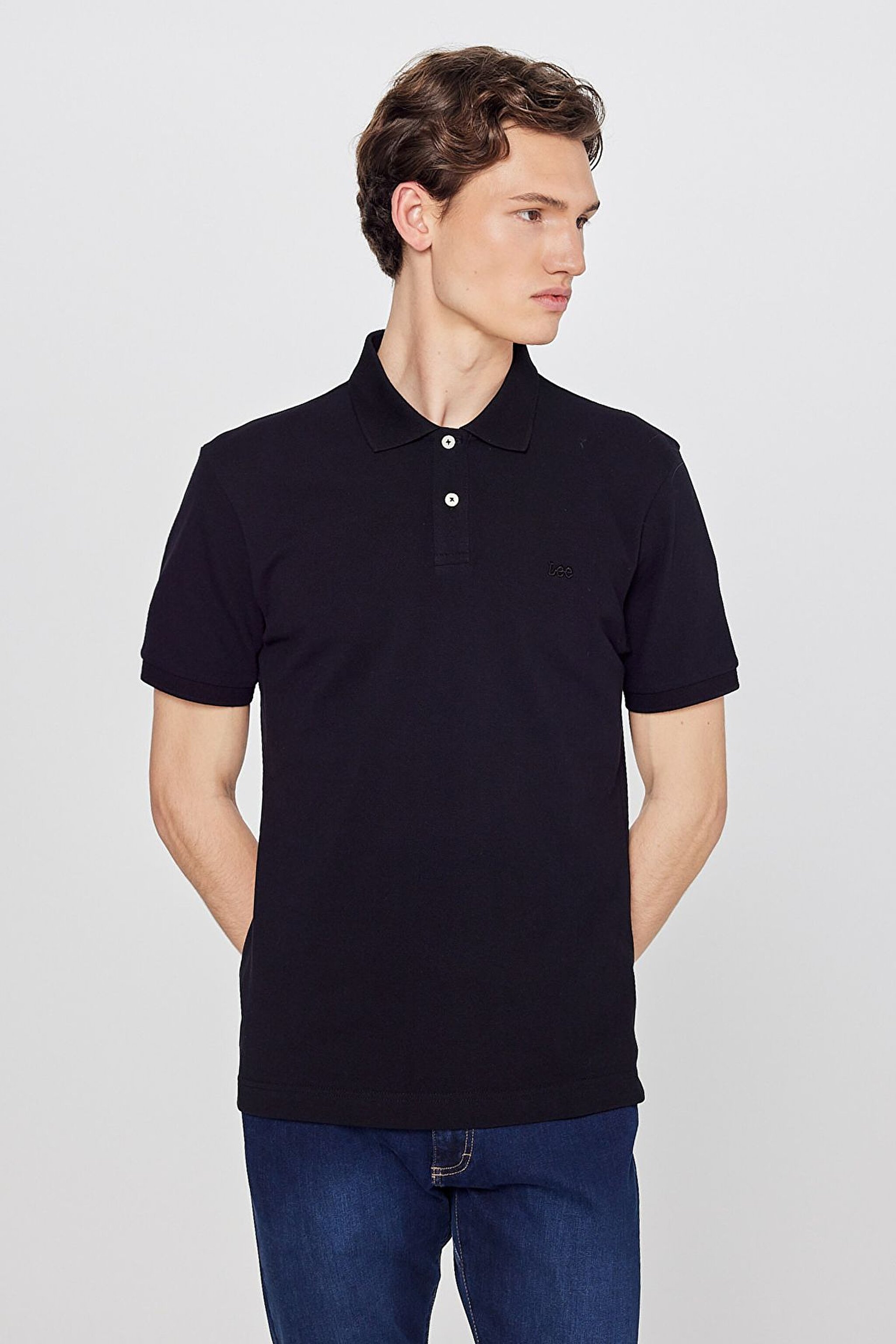 Regular Fit Normal Kesim Polo Yaka %100 Pamuk Tişört - Black-L211810001 (görsel 2)