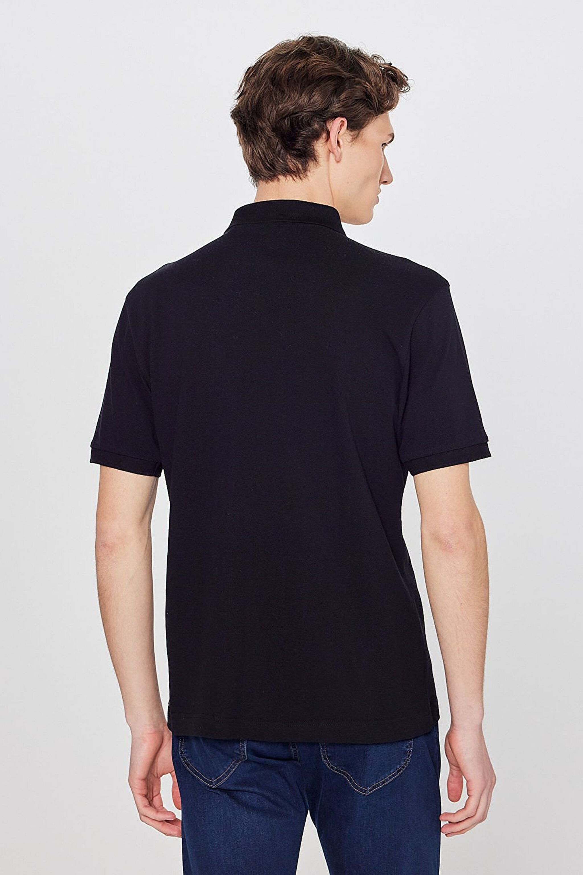 Regular Fit Normal Kesim Polo Yaka %100 Pamuk Tişört - Black-L211810001 (görsel 5)