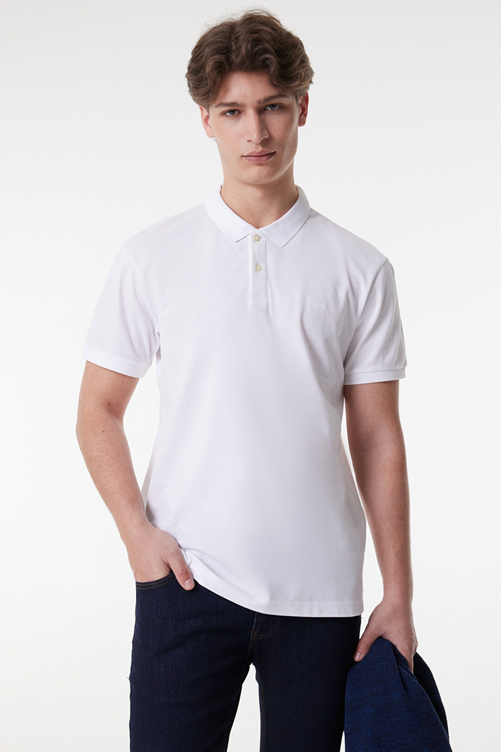 Regular Fit Normal Kesim Polo Yaka %100 Pamuk Tişört - Off White-L211810102 (görsel 3)