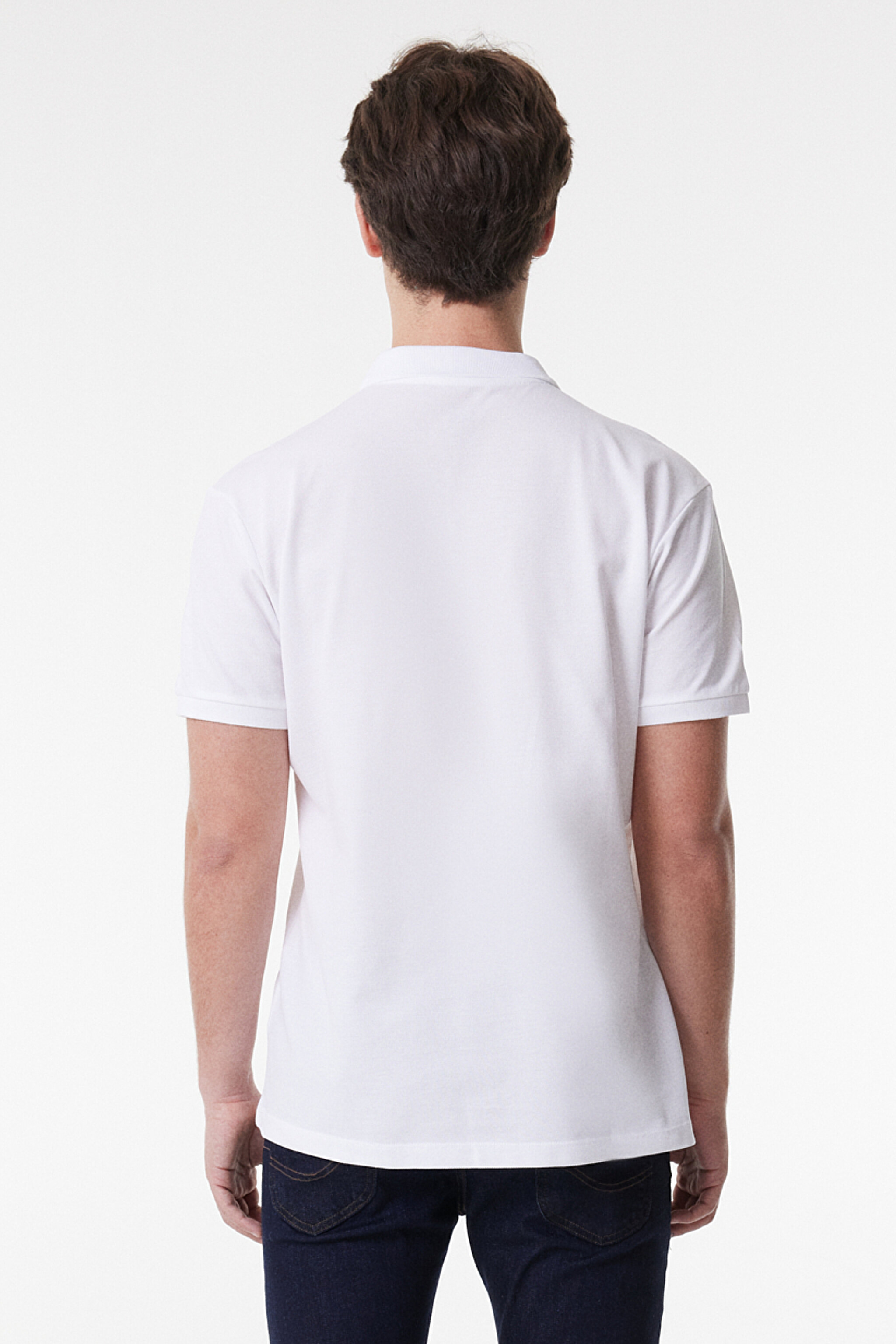 Regular Fit Normal Kesim Polo Yaka %100 Pamuk Tişört - Off White-L211810102 (görsel 5)