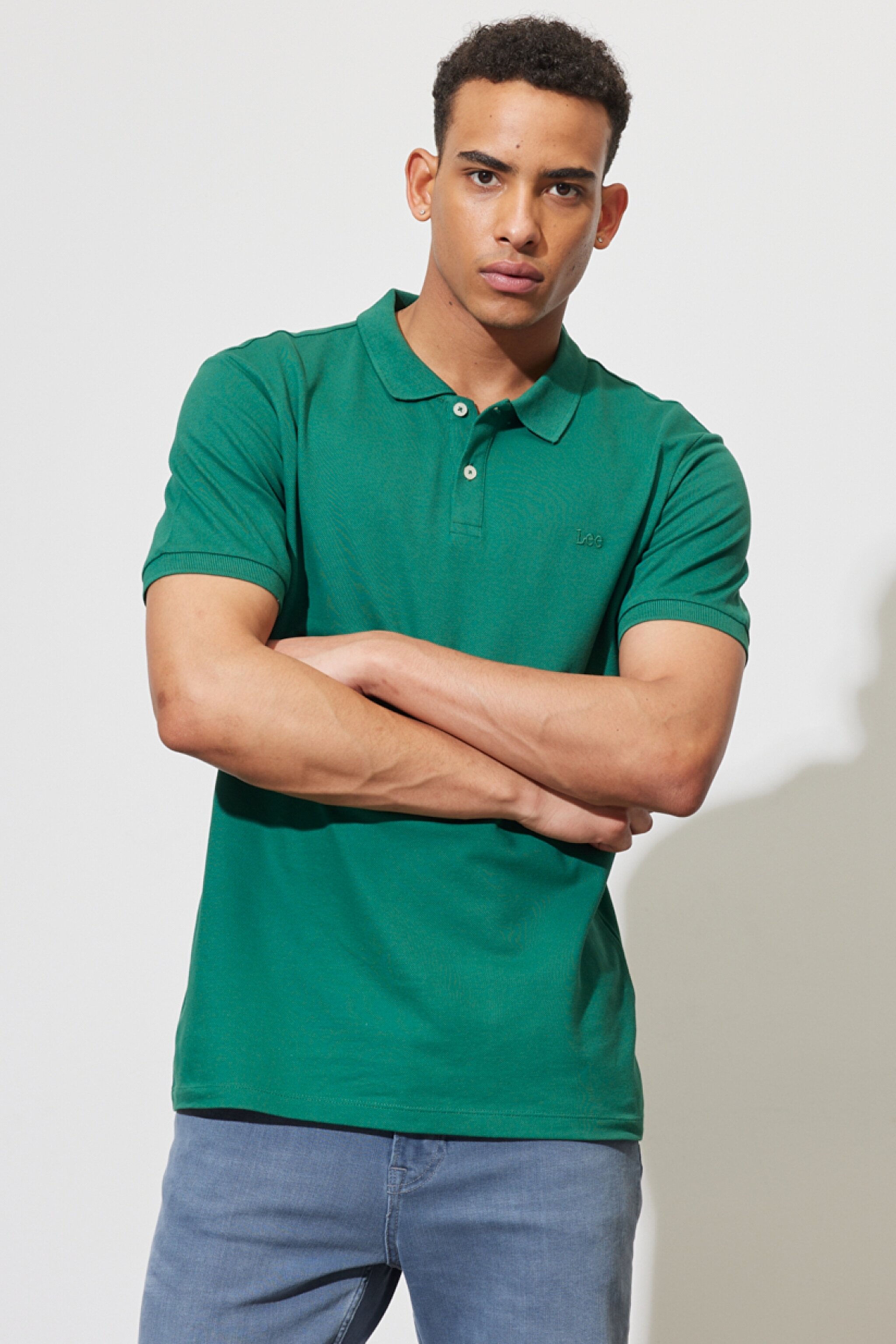 Regular Fit Normal Kesim Polo Yaka %100 Pamuk Tişört - Green-L211810300
