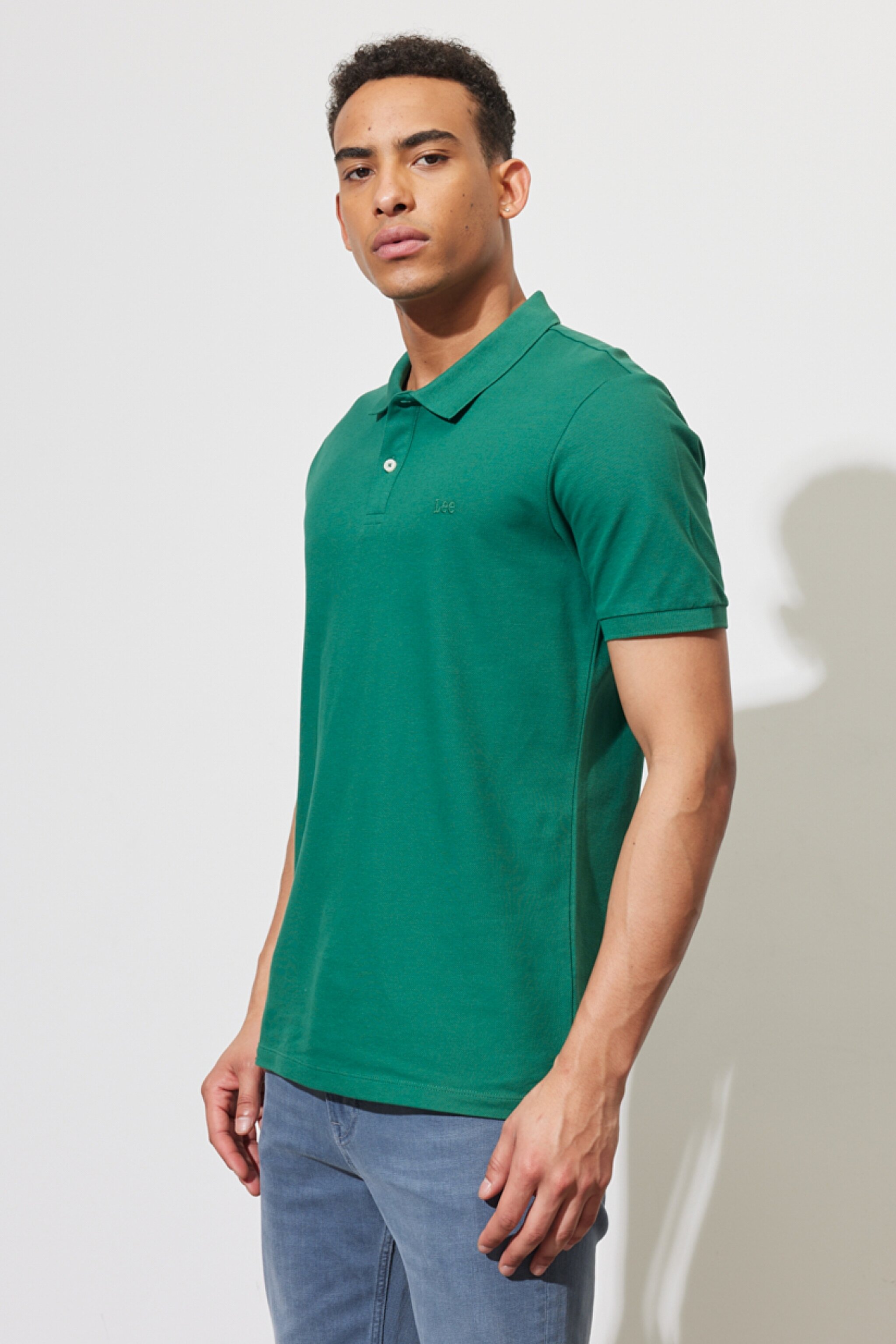 Regular Fit Normal Kesim Polo Yaka %100 Pamuk Tişört - Green-L211810300 (görsel 2)