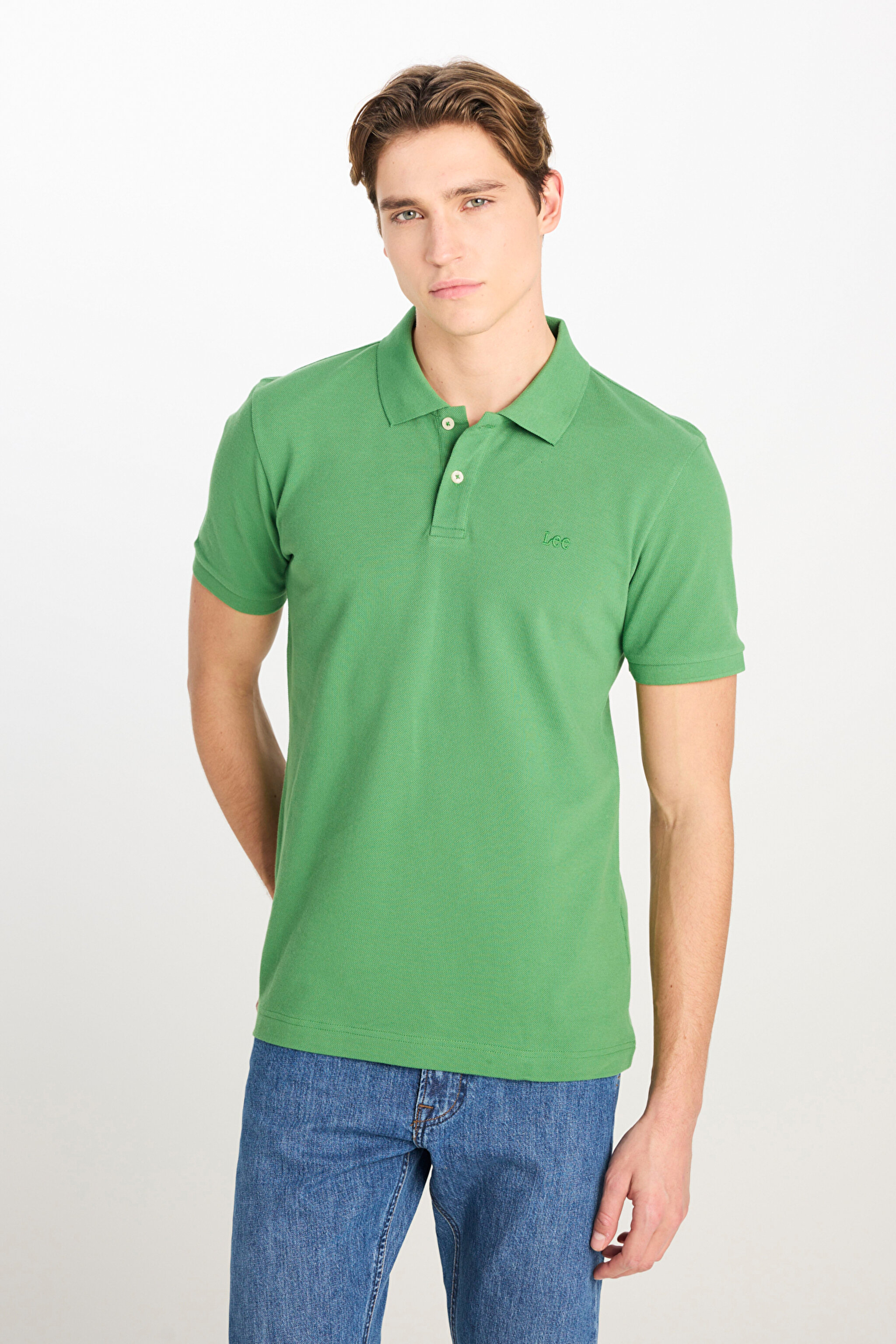 Regular Fit Normal Kesim %100 Pamuk Polo Yaka Yeşil Tişört