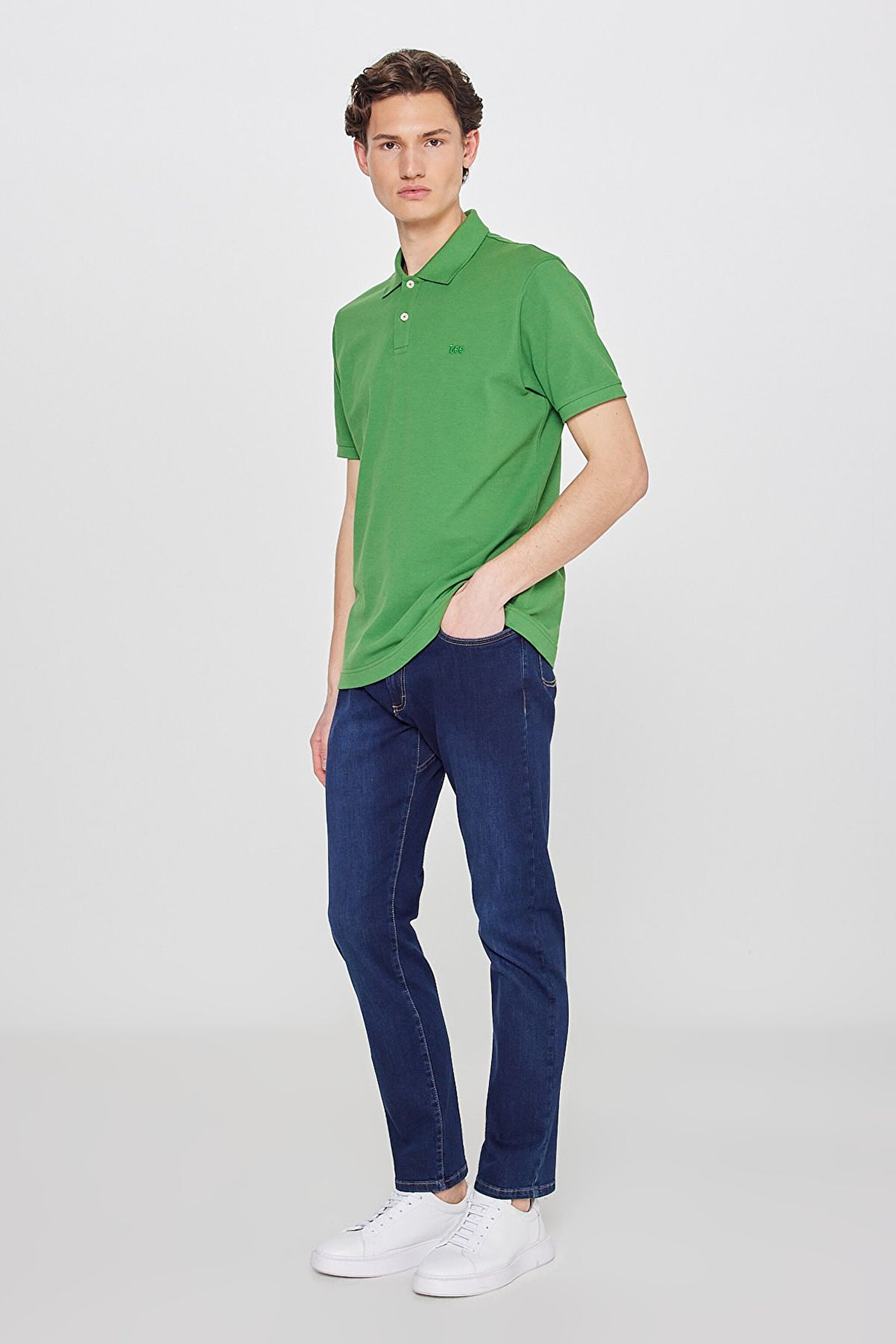 Regular Fit Normal Kesim %100 Pamuk Polo Yaka Yeşil Tişört - Mint Green-L211810303 (görsel 3)