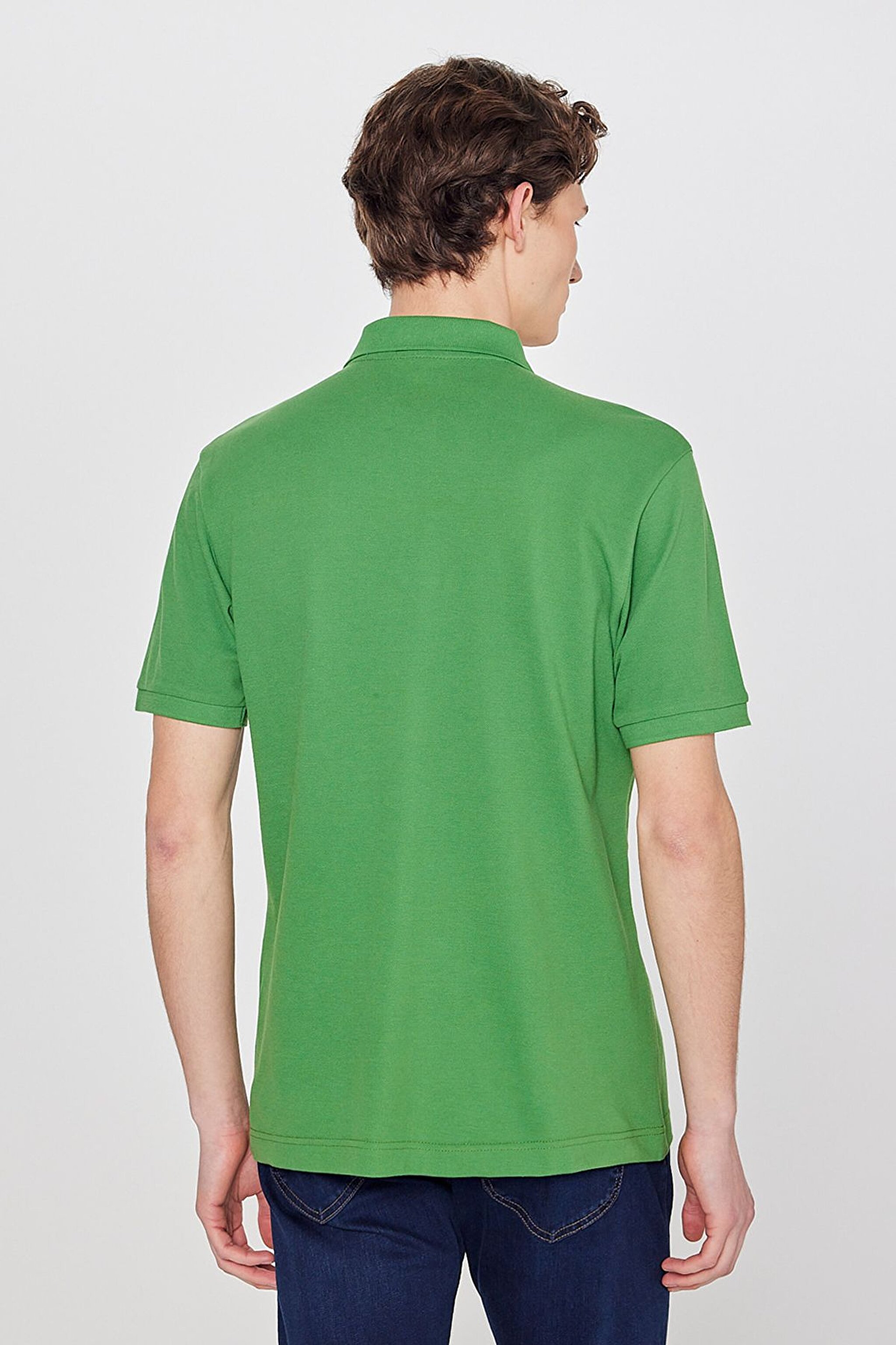 Regular Fit Normal Kesim %100 Pamuk Polo Yaka Yeşil Tişört - Mint Green-L211810303 (görsel 5)