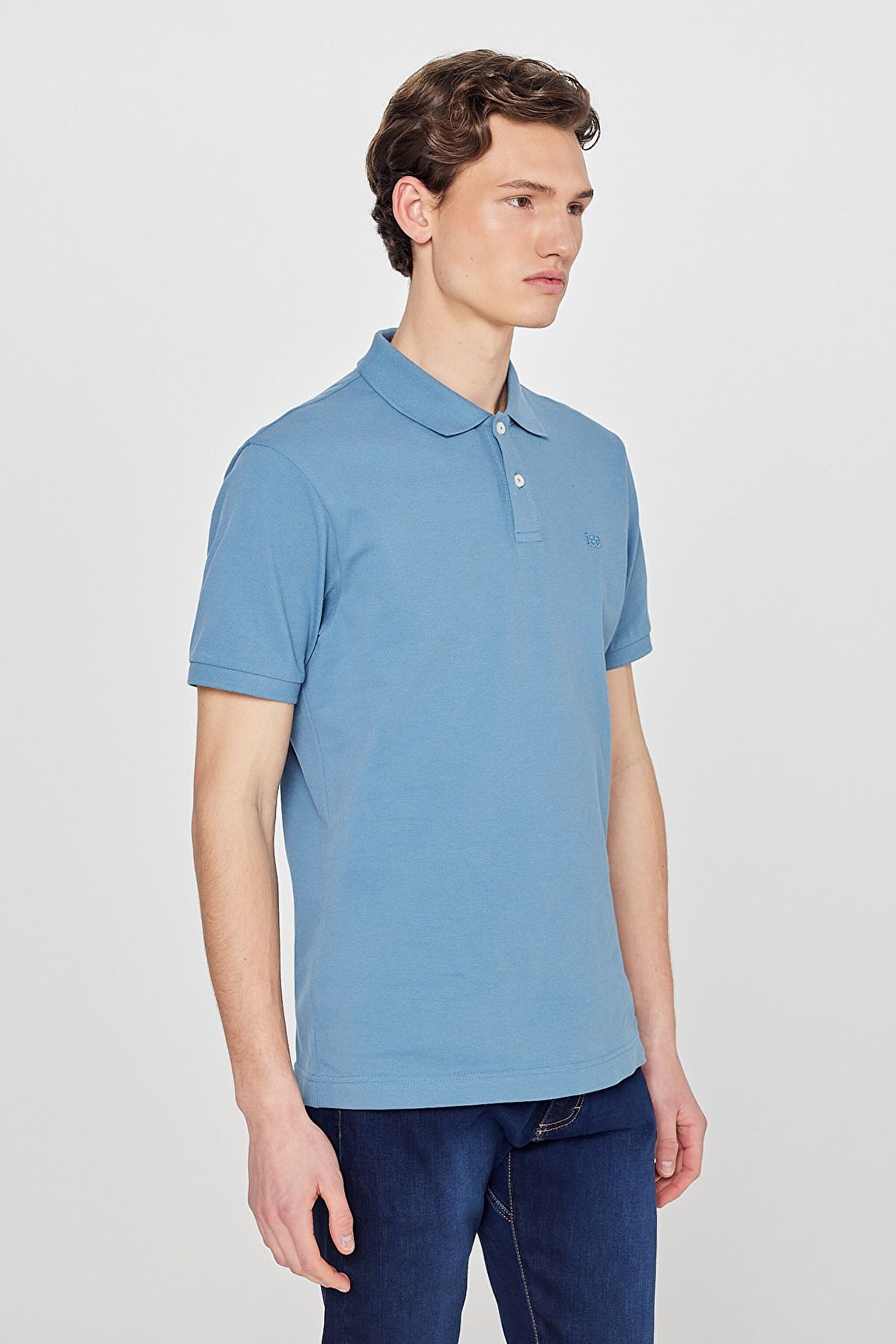 Regular Fit Normal Kesim Polo Yaka %100 Pamuk Tişört - Blue-L211810400 (görsel 2)