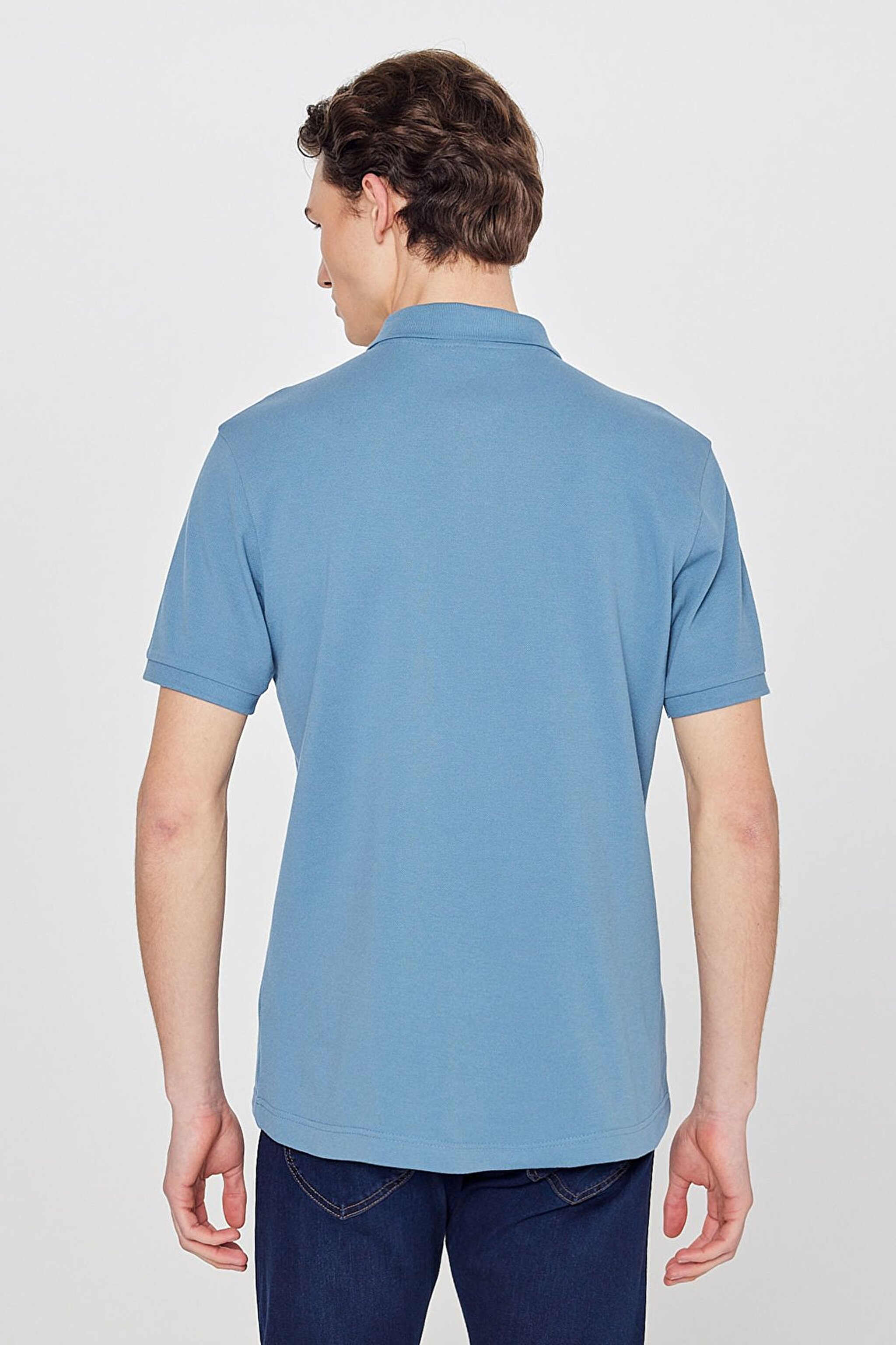Regular Fit Normal Kesim Polo Yaka %100 Pamuk Tişört - Blue-L211810400 (görsel 5)