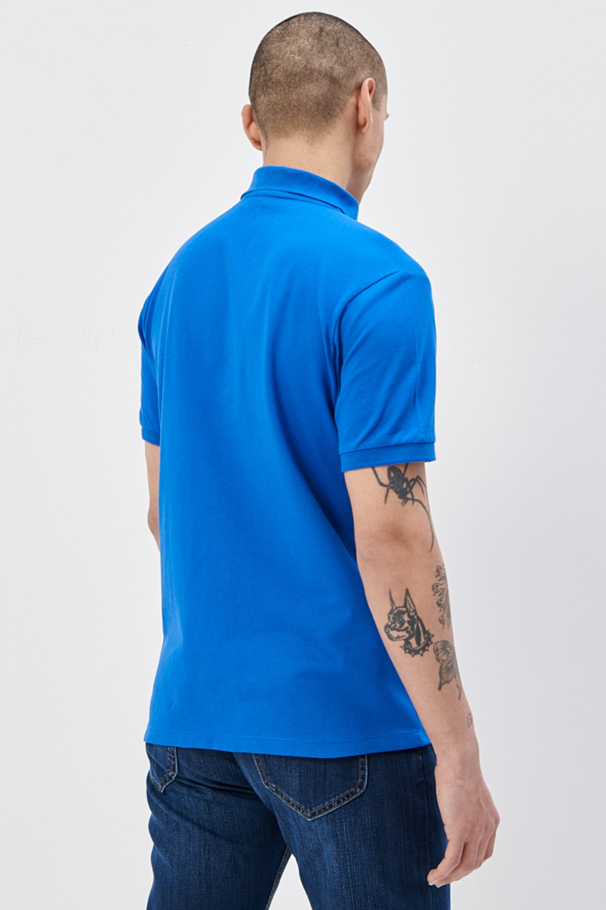 Regular Fit Normal Kesim %100 Pamuk Polo Yaka Saks Mavisi Tişört - Sax-L211810403 (görsel 5)