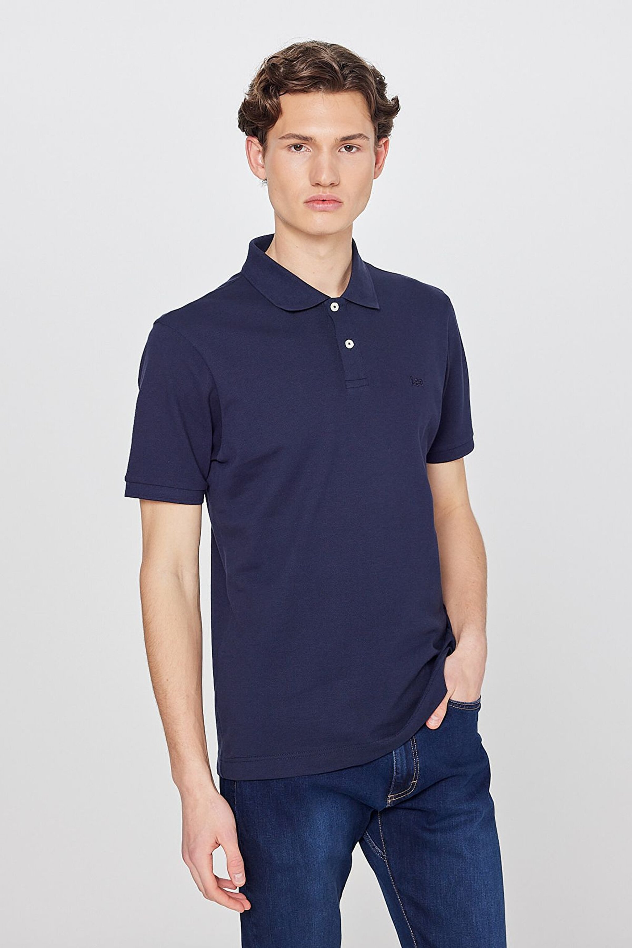 Regular Fit Normal Kesim Polo Yaka %100 Pamuk Tişört - Navy-L211810410 (görsel 2)
