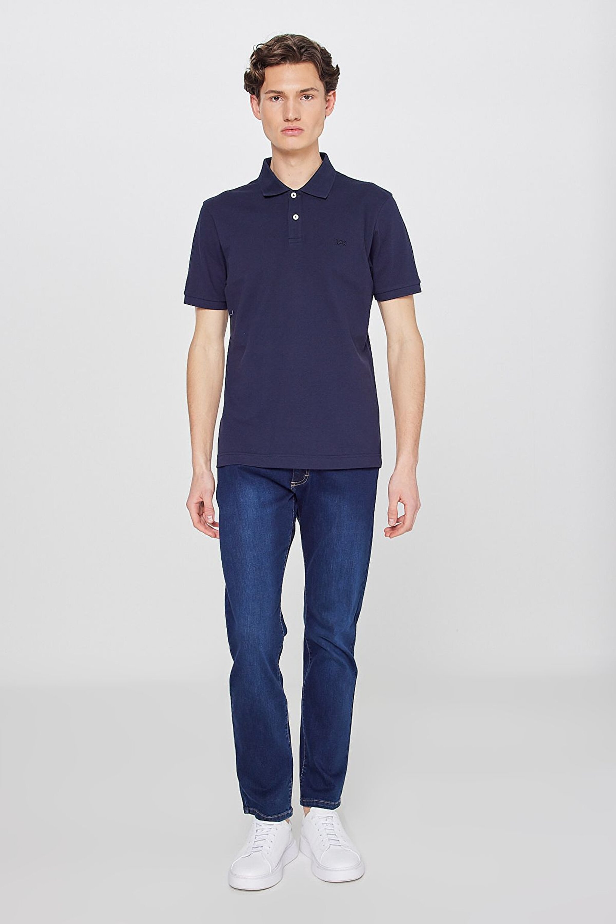 Regular Fit Normal Kesim Polo Yaka %100 Pamuk Tişört - Navy-L211810410 (görsel 3)