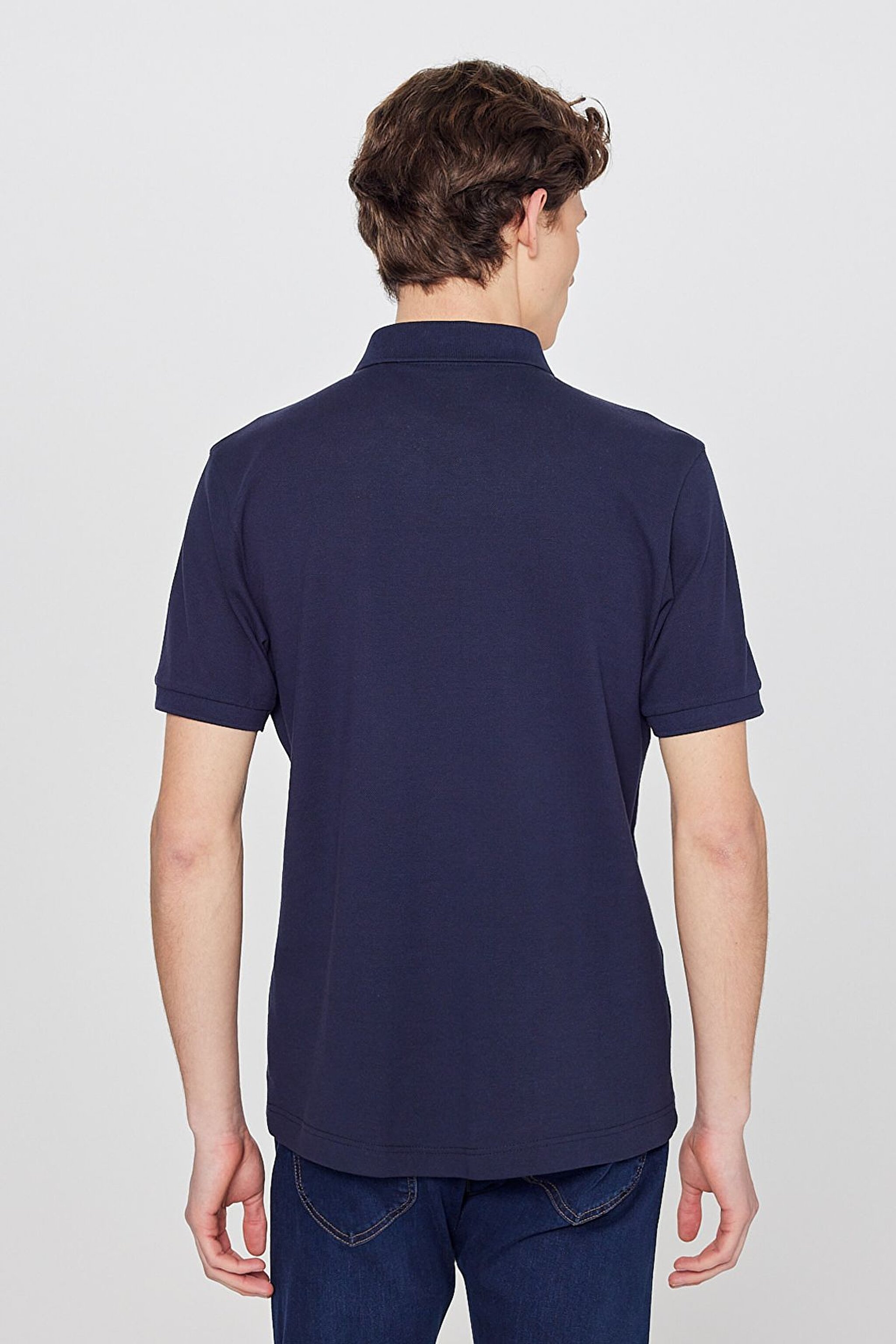 Regular Fit Normal Kesim Polo Yaka %100 Pamuk Tişört - Navy-L211810410 (görsel 5)