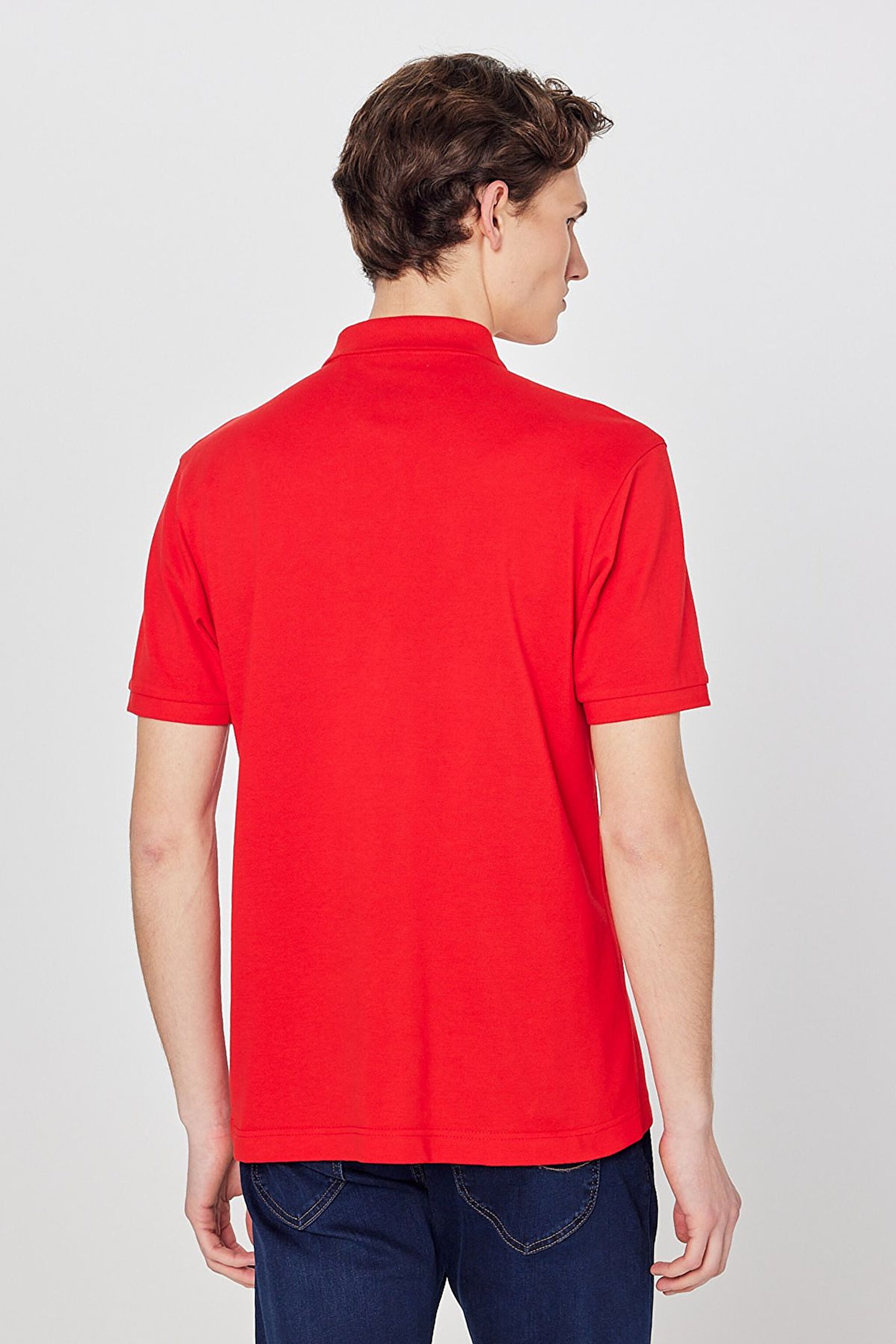 Regular Fit Normal Kesim %100 Pamuk Polo Yaka Mercan Tişört - Coral-L211810512 (görsel 5)