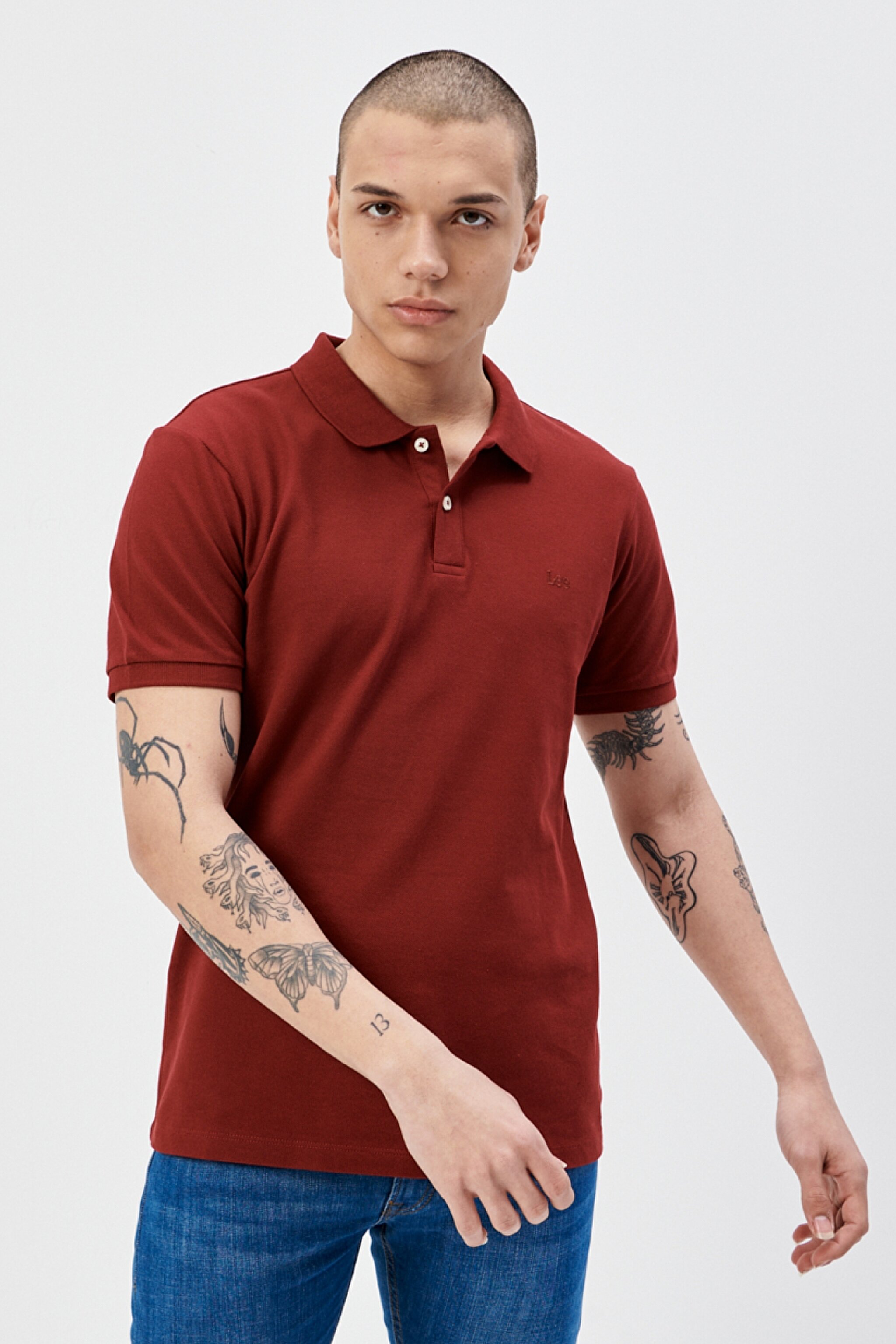 Regular Fit Normal Kesim %100 Pamuk Polo Yaka Kırmızı Tişört - Claret Red-L211810606